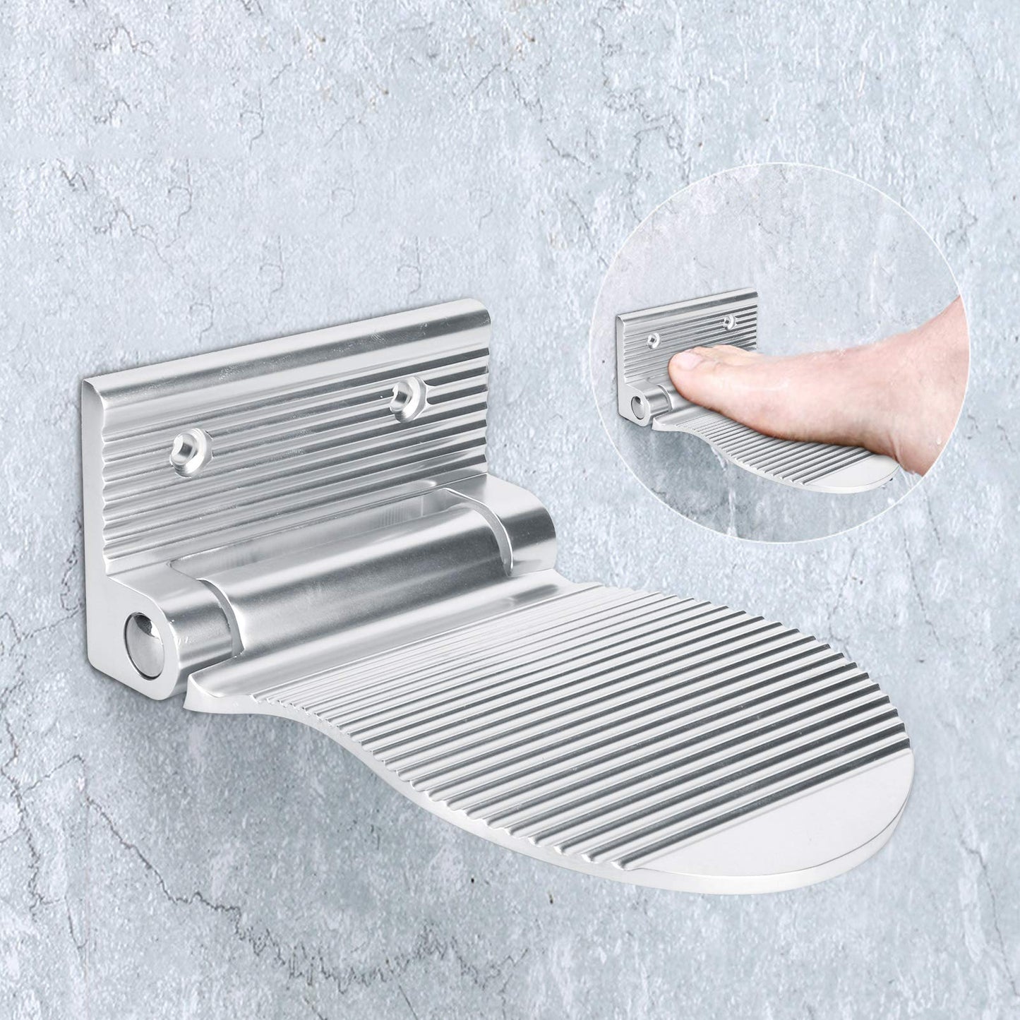 Shipenophy Foot Rest, Shower Foot Shaving Shelf, Wall Mount Space Aluminum Non-Slip Foot Pedal for Hallway Bathroom for Shaving Legs Shower Combo Set