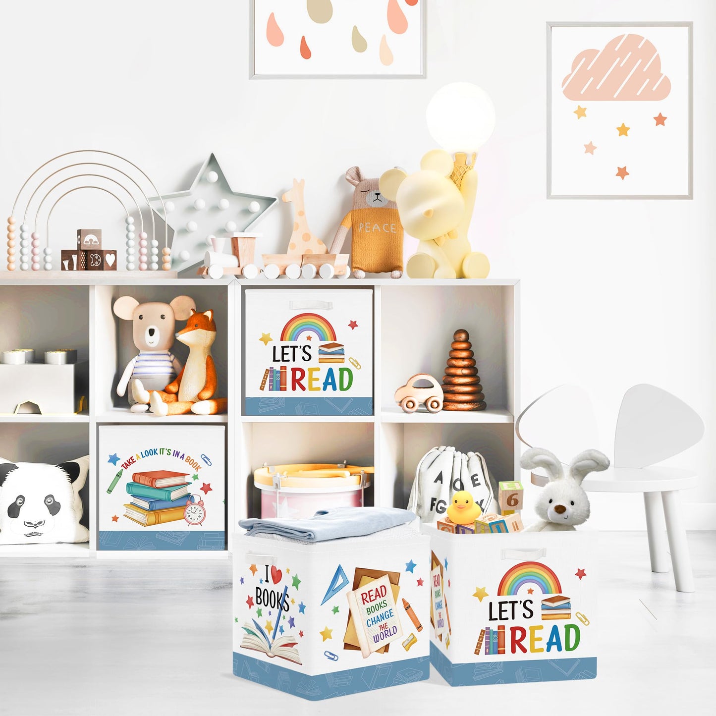 Clastyle 3 pcs Education Cube Storage Boxes for Shelves Kallax Boxes