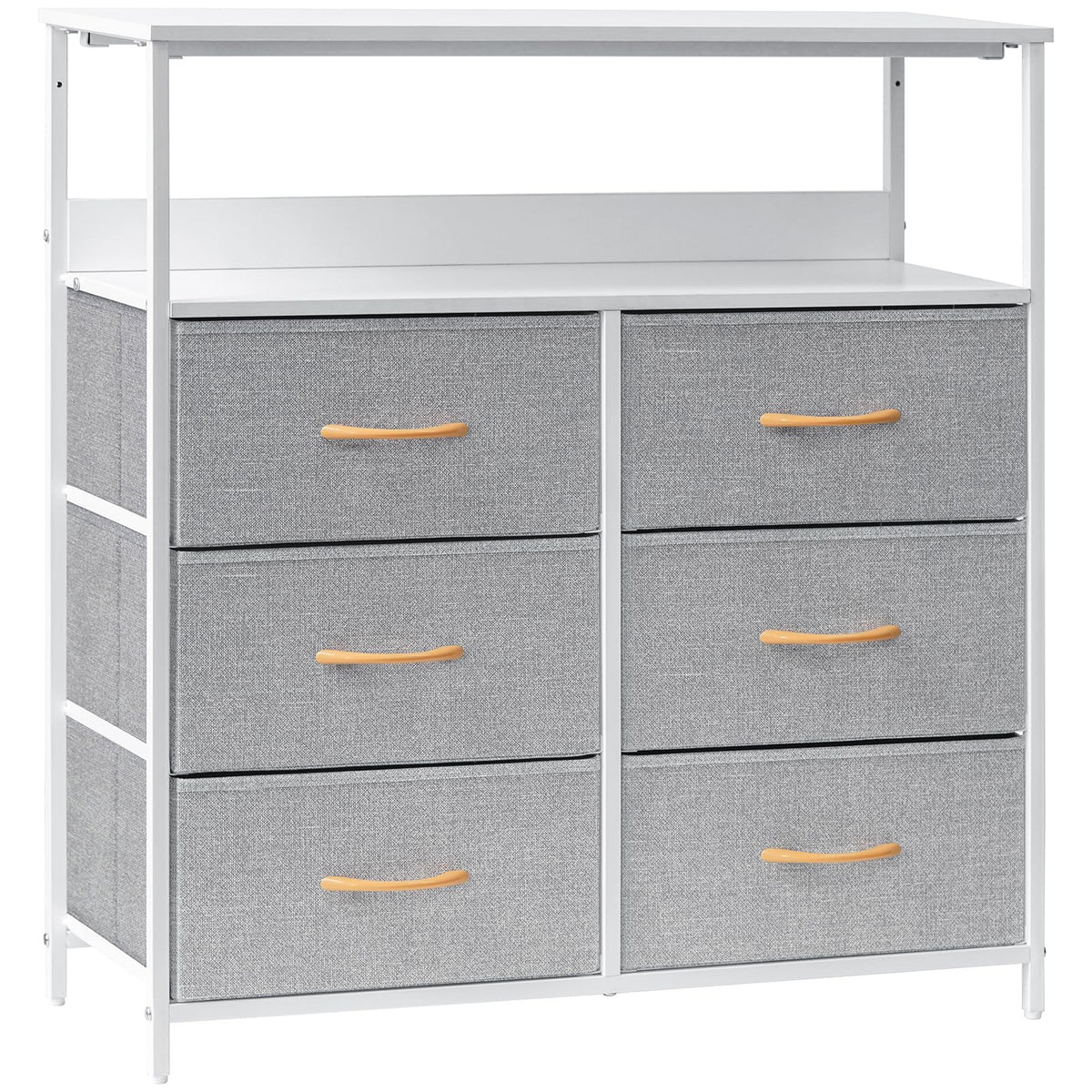LYNCOHOME Chest of Drawers,Bedroom furniture with 6 Drawers,Storage Organiser with Sturdy Steel Frame and Wood Top, for Bedroom, Living room, Closet.