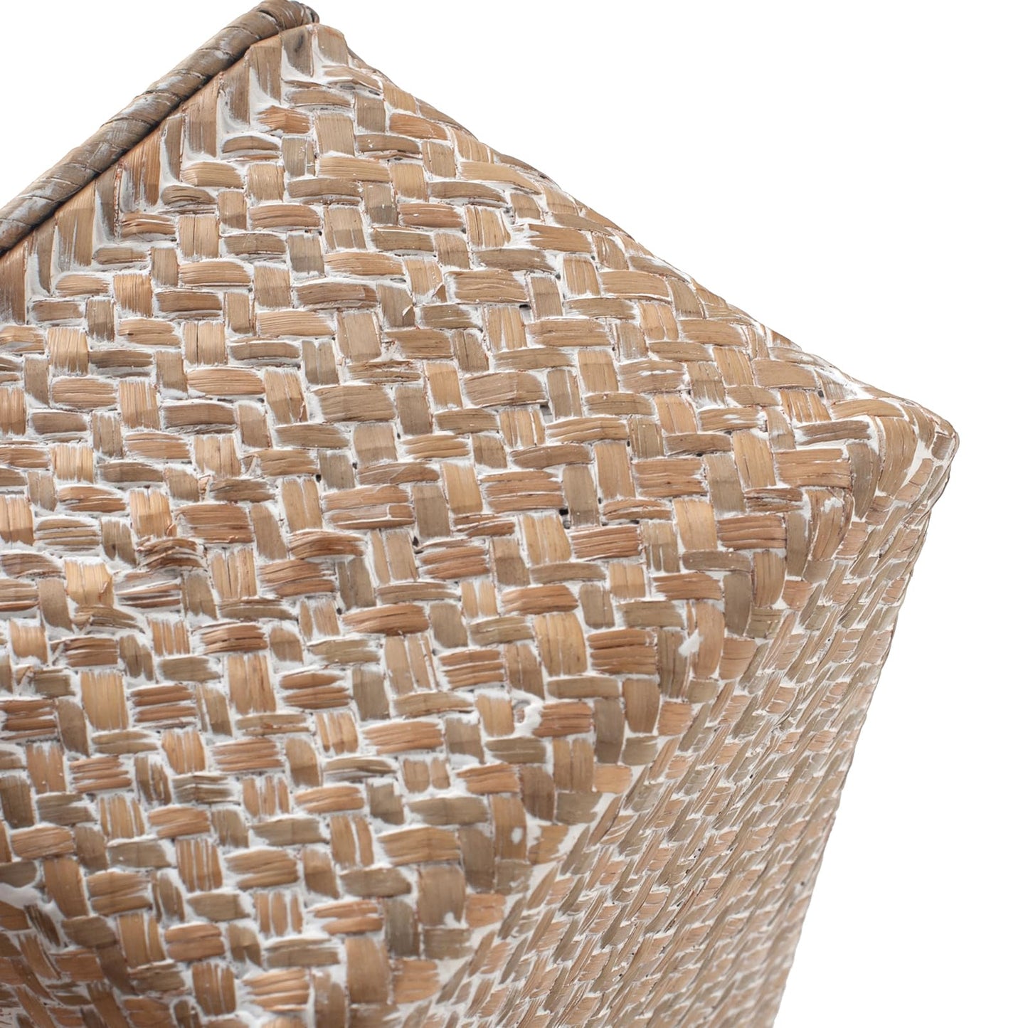 Seagrass Storage Baskets with Lid Natural Rattan Woven Rectangular Organizer Box (Whitewash Medium 30cmx18cmx15cm H)