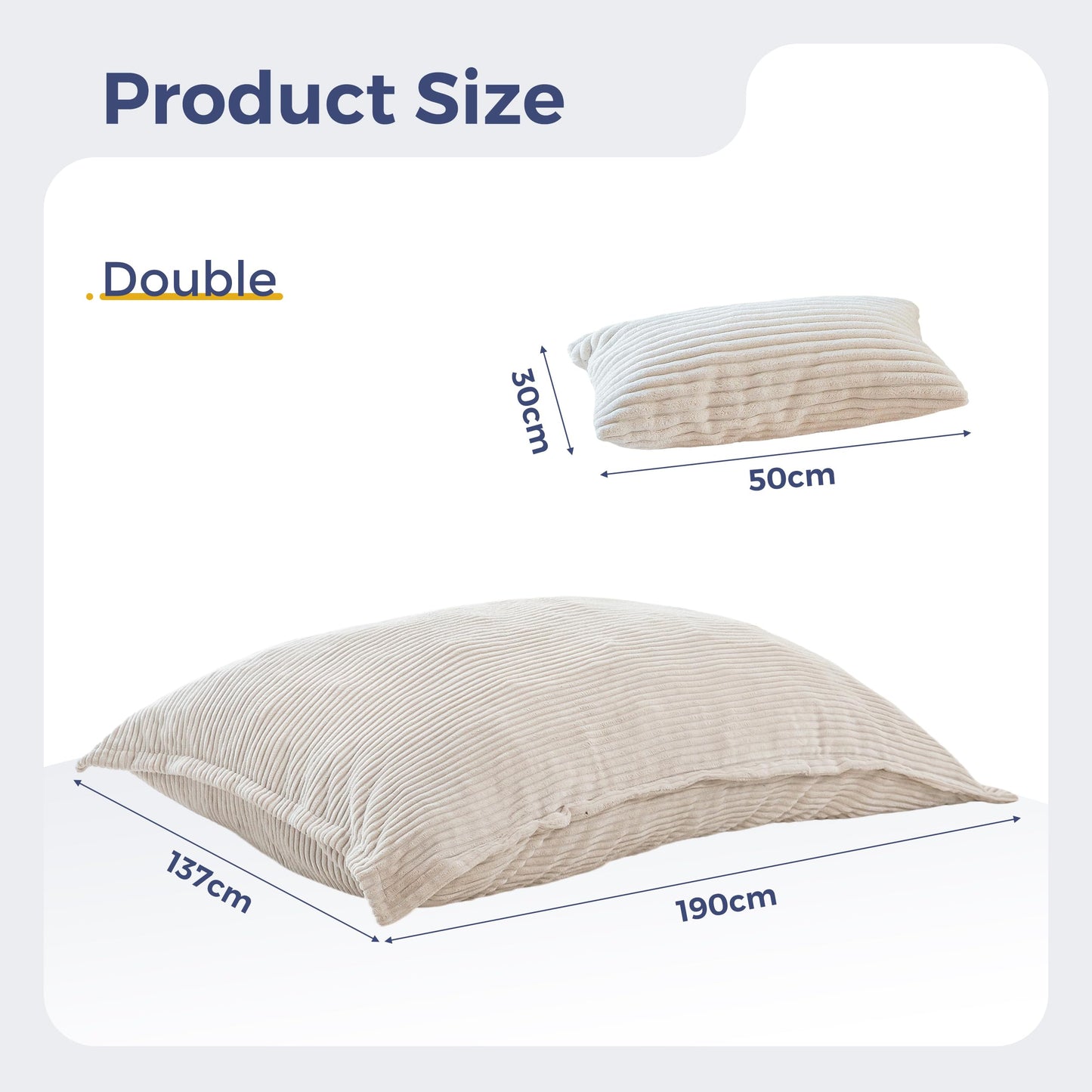 MAXYOYO Giant Bean Bag with Pillow, Soft Corduroy Removable Cover, Large Floor Cushion with Fluffy Foam Filling, BeanBag Chair for Adults & Kids