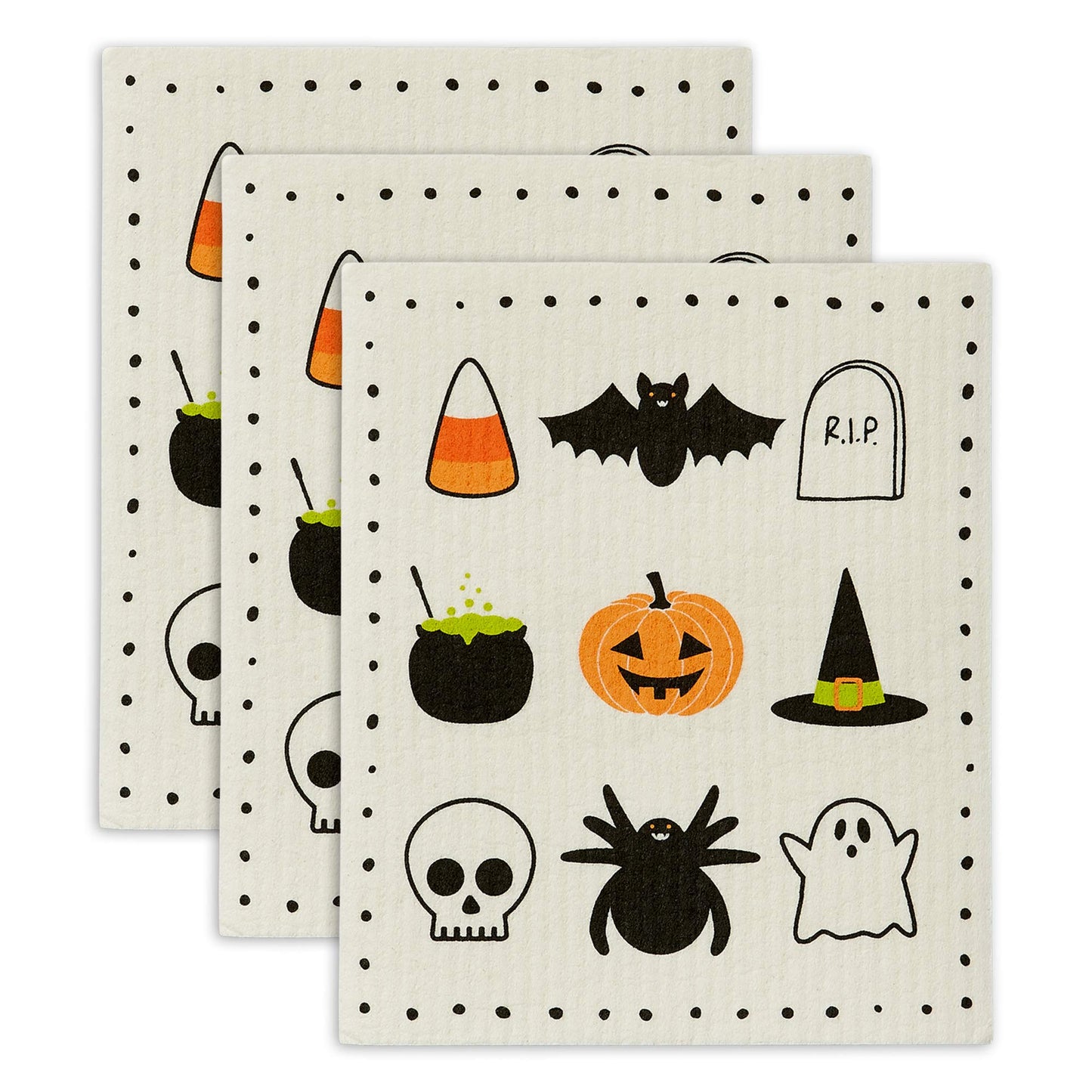 DII Reusable, Machine Washable & Dishwasher Safe, Biodegradable, Wood, Spooky, 7.75 x 6.75