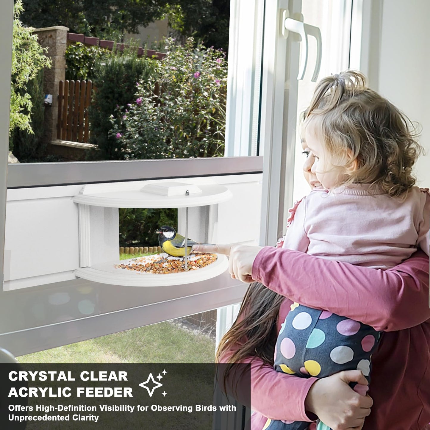 BAIAPEY Window Bird Feeder - 180? Clear View Bird Feeder, Durable, Elegant in-Window Bird Feeder for Bird Watching - Bring Joy to Your Home.