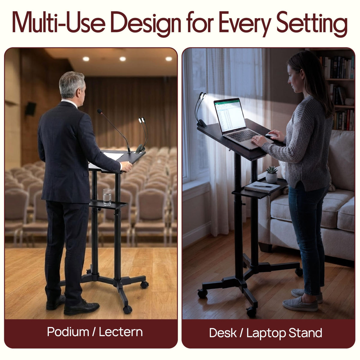 Pyle Lectern Stand Podium Mobile Adjustable Laptop Lectern
