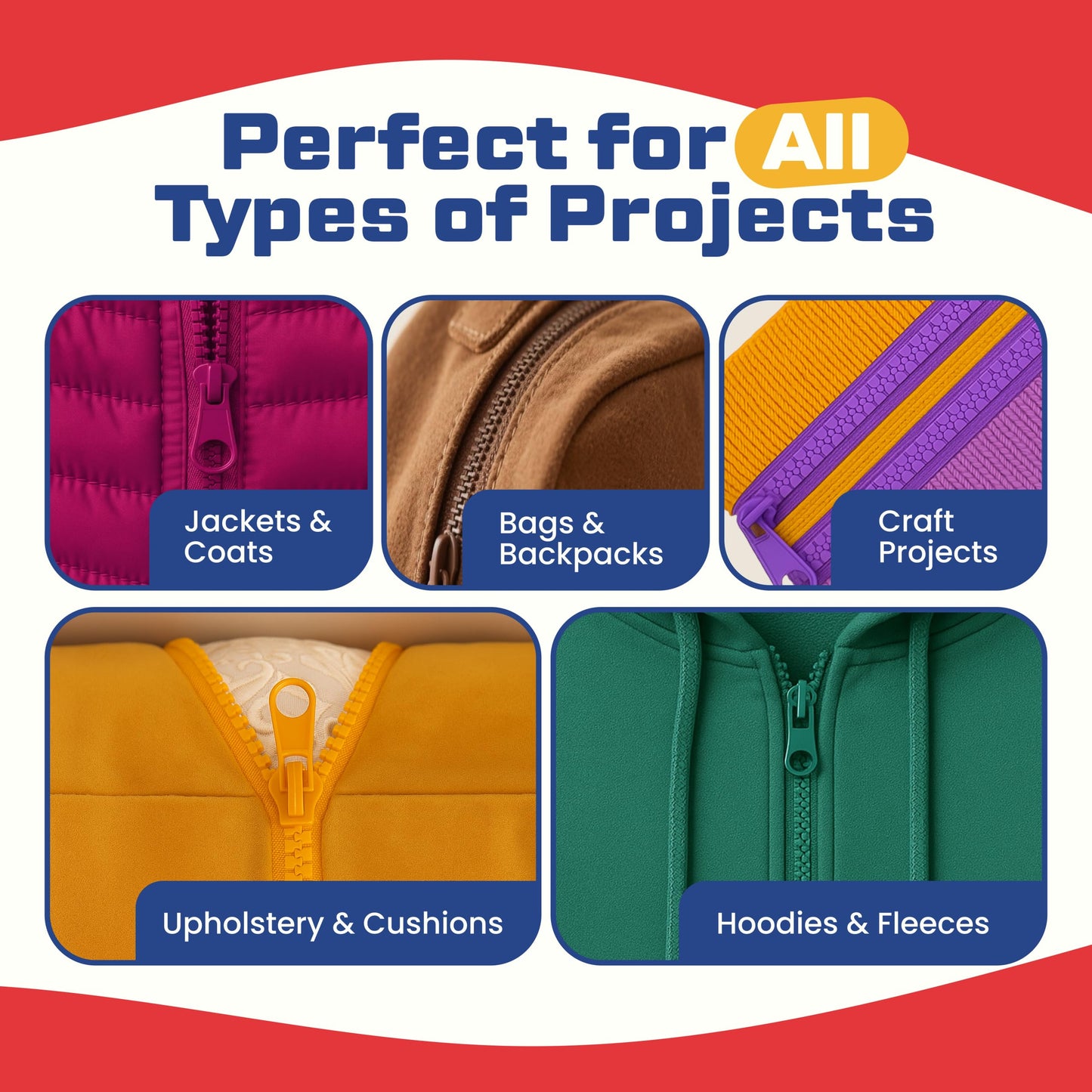 34" (86cm) Fuchsia Chunky Zip - Heavy-Duty Open-Ended Separating