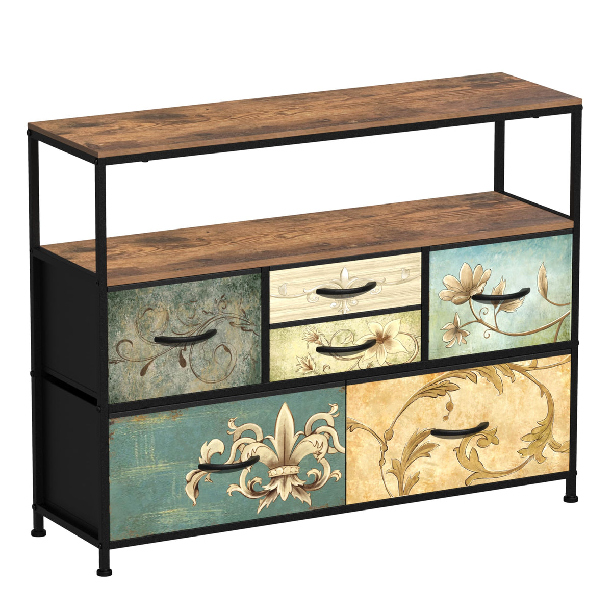 VEDECASA Bedroom Chest of Drawers with Open Shelf 6 Drawer Dresser for Bedroom Storage Organizer Unit TV Stand for Living Room Hallways Closet with