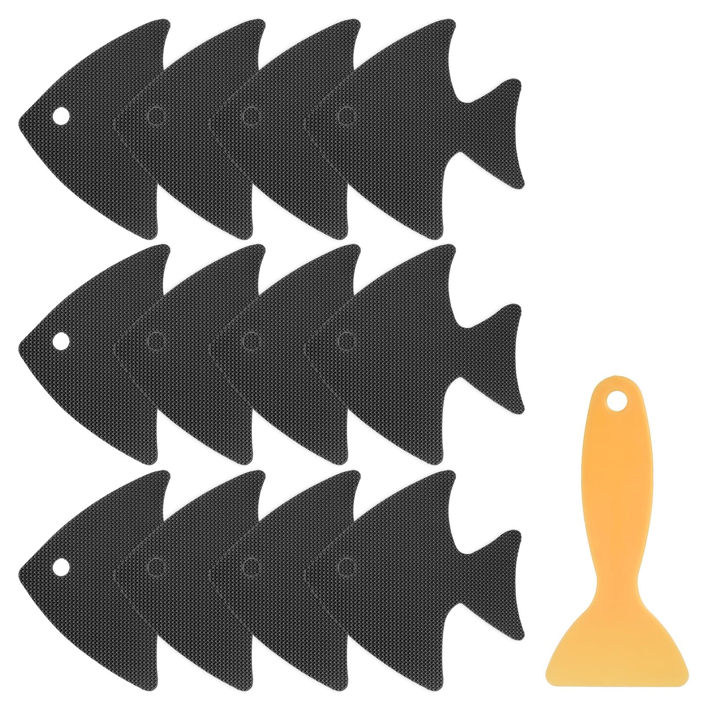sourcing map 12pcs Non-Slip Bathtub Stickers Set 4.02" Fish Shower Floor Sticker PEVA Anti-Slip Adhesive Appliques with Scraper for Bathroom Kitchen