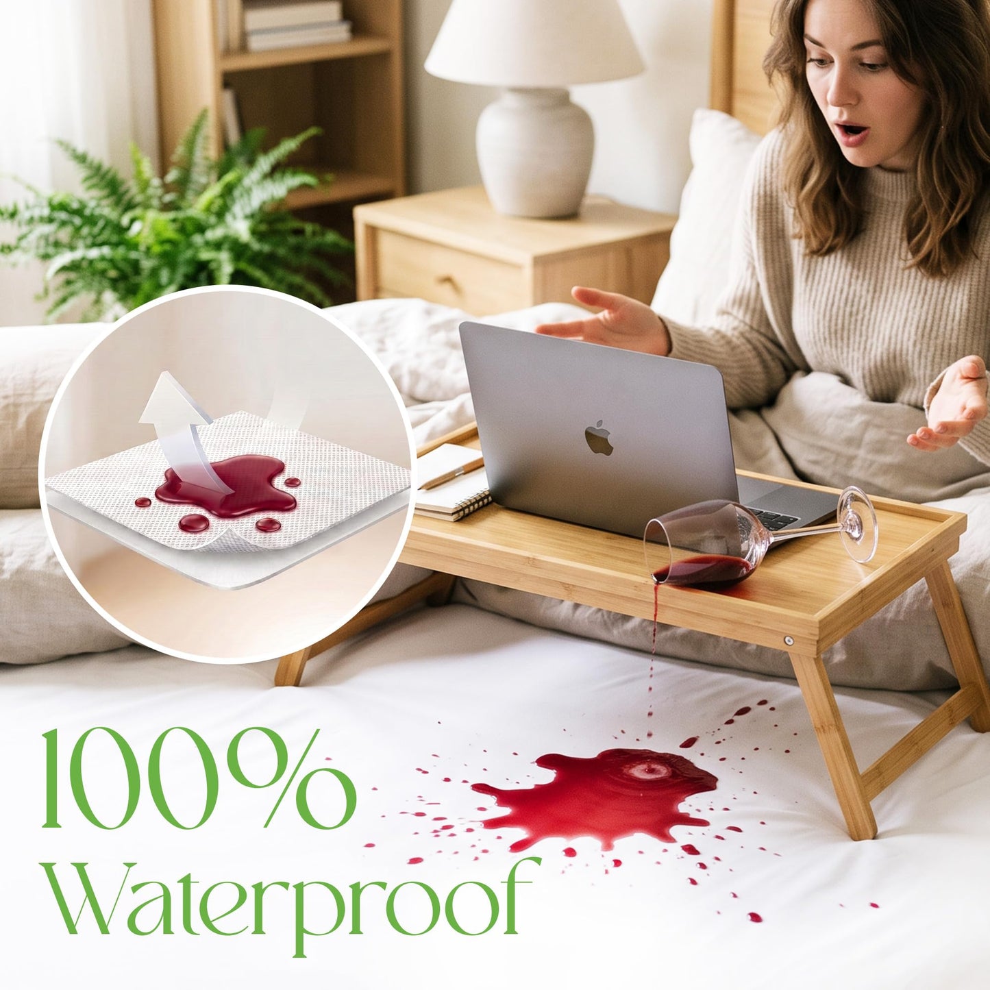 Single Waterproof Mattress Protector 90x190cm 100% Bamboo