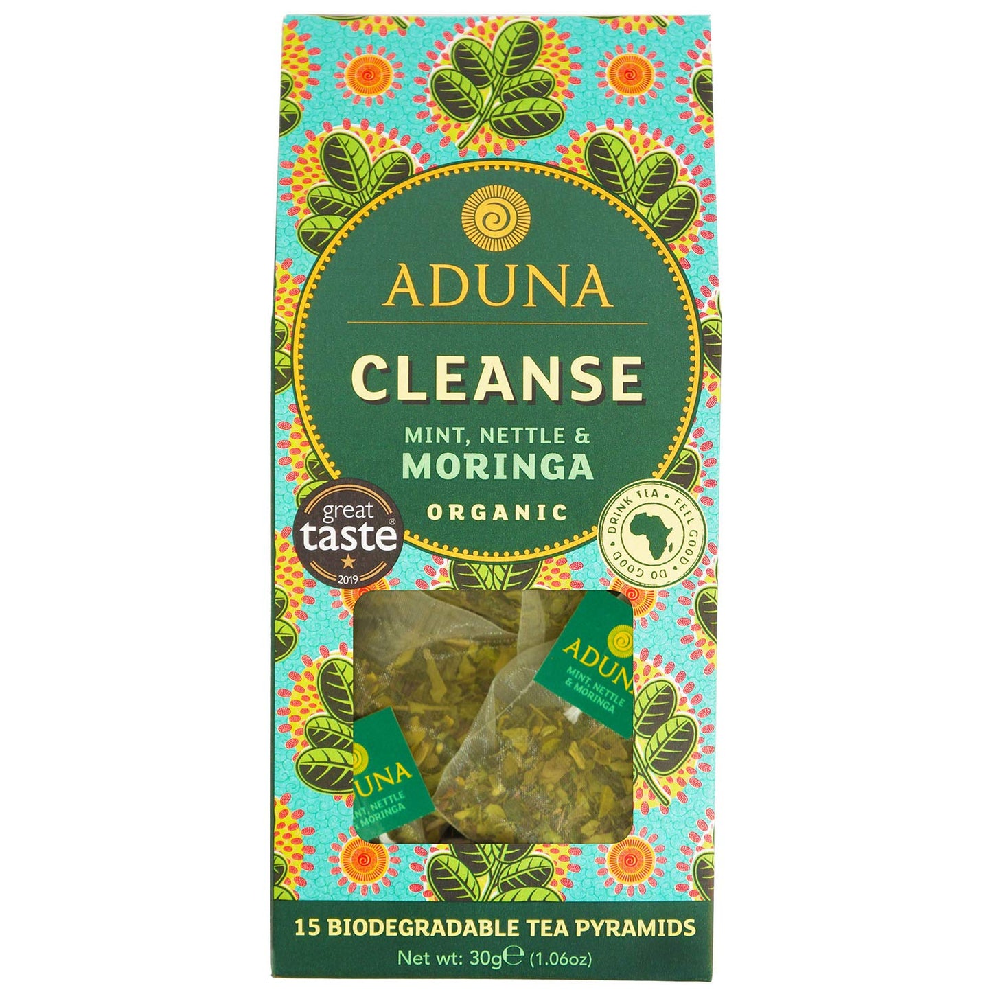 Aduna Organic Cleanse Moringa Super Tea | Natural Caffeine-Free Herbal Infusion With Moringa, Peppermint & Nettle | Superfood Tea for Digestion & Gut