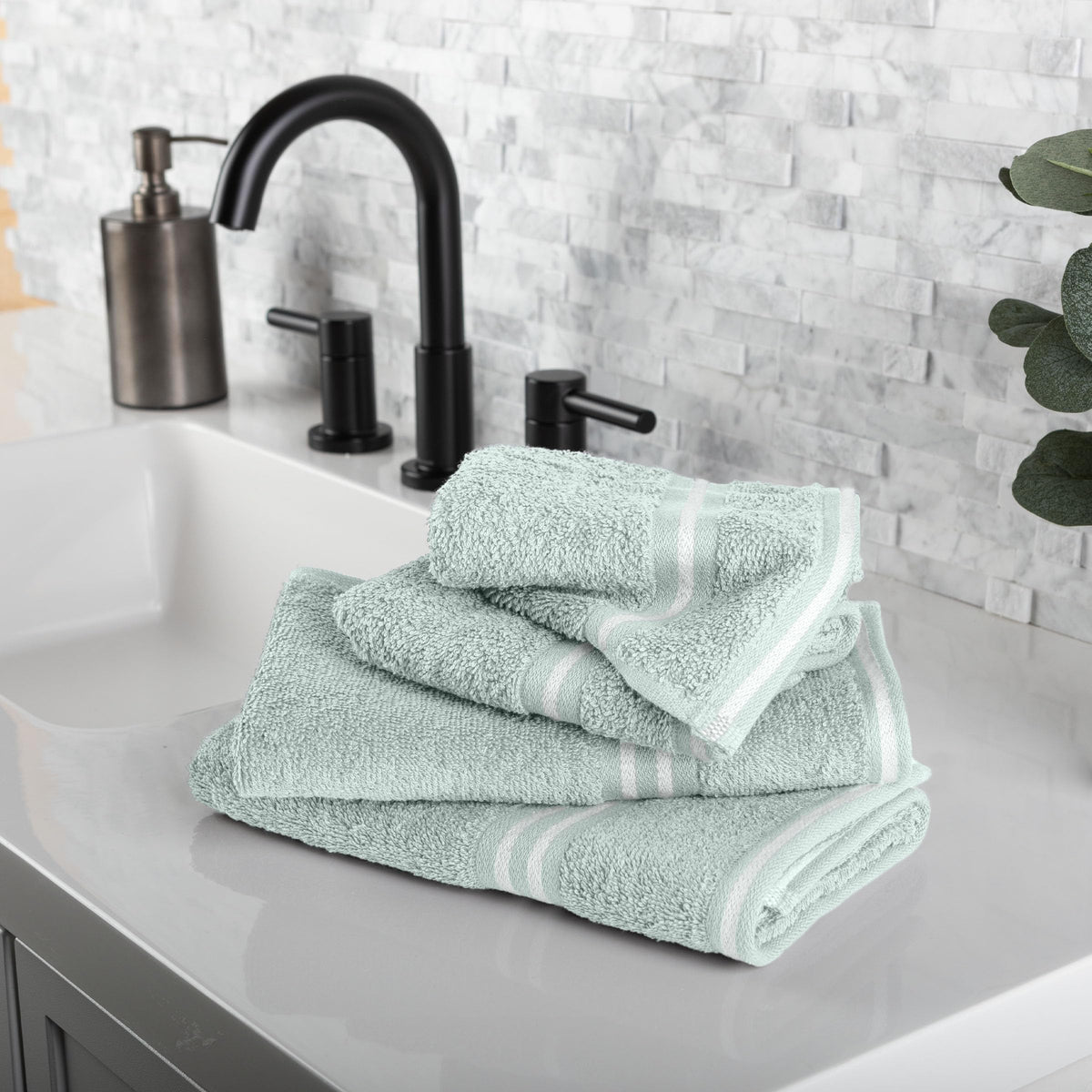 Lavish Home Rio 8 Piece 100% Cotton Towel Set - Seafoam