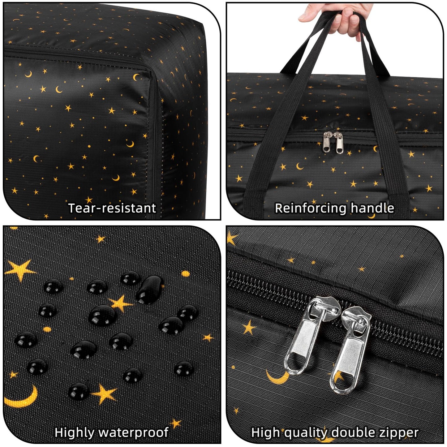 4 pack Extra Large storage boxes with lids, Big Heavy Duty Waterproof Moving Clothes Boxes Storage Bags Containers for House