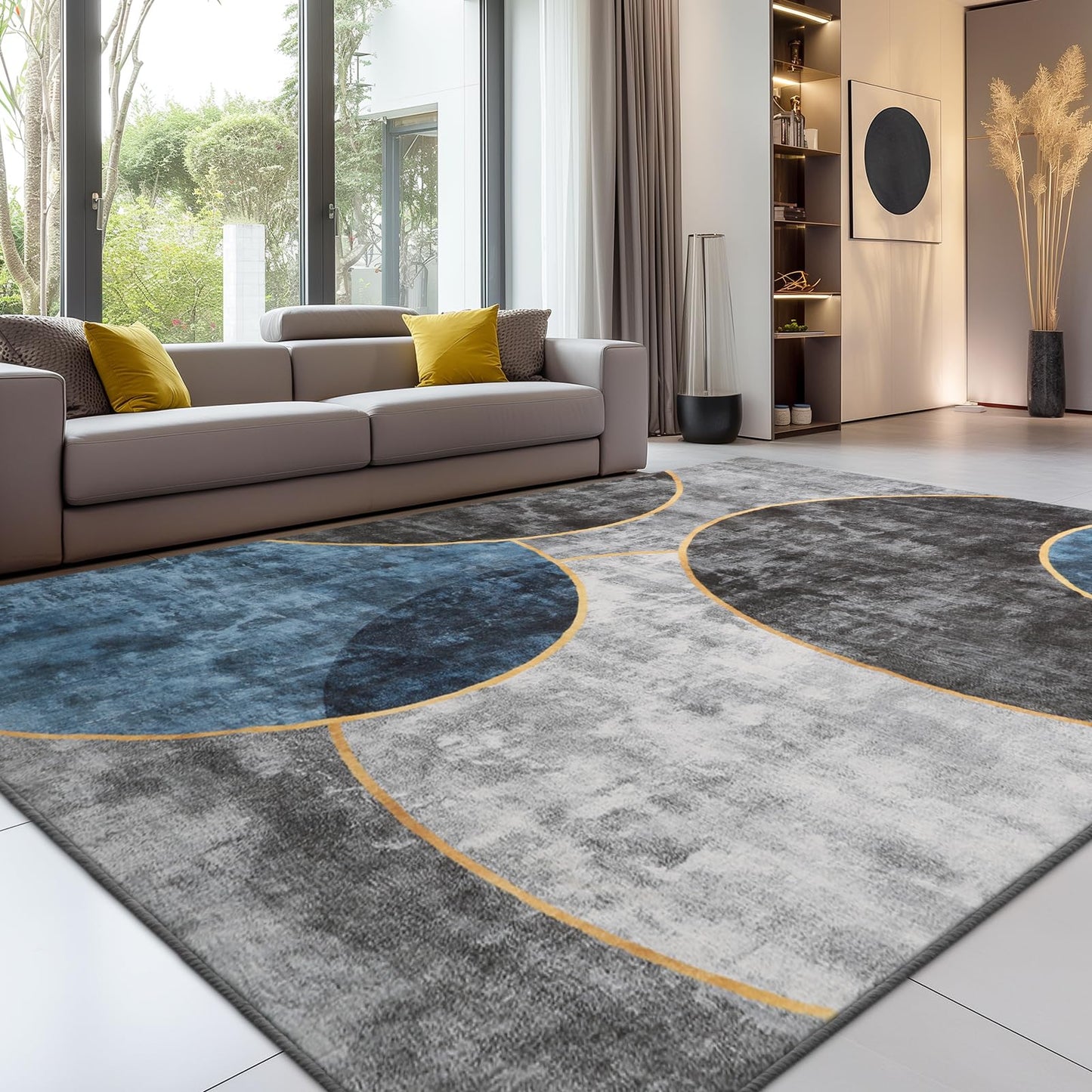 Sour Lemon Rugs Living Room Large 200x290 - Machine Washable Rug - Area Rugs for Bedroom - Large Boho Rug Vintage Rugs Anti Slip Fluffy Carpet for