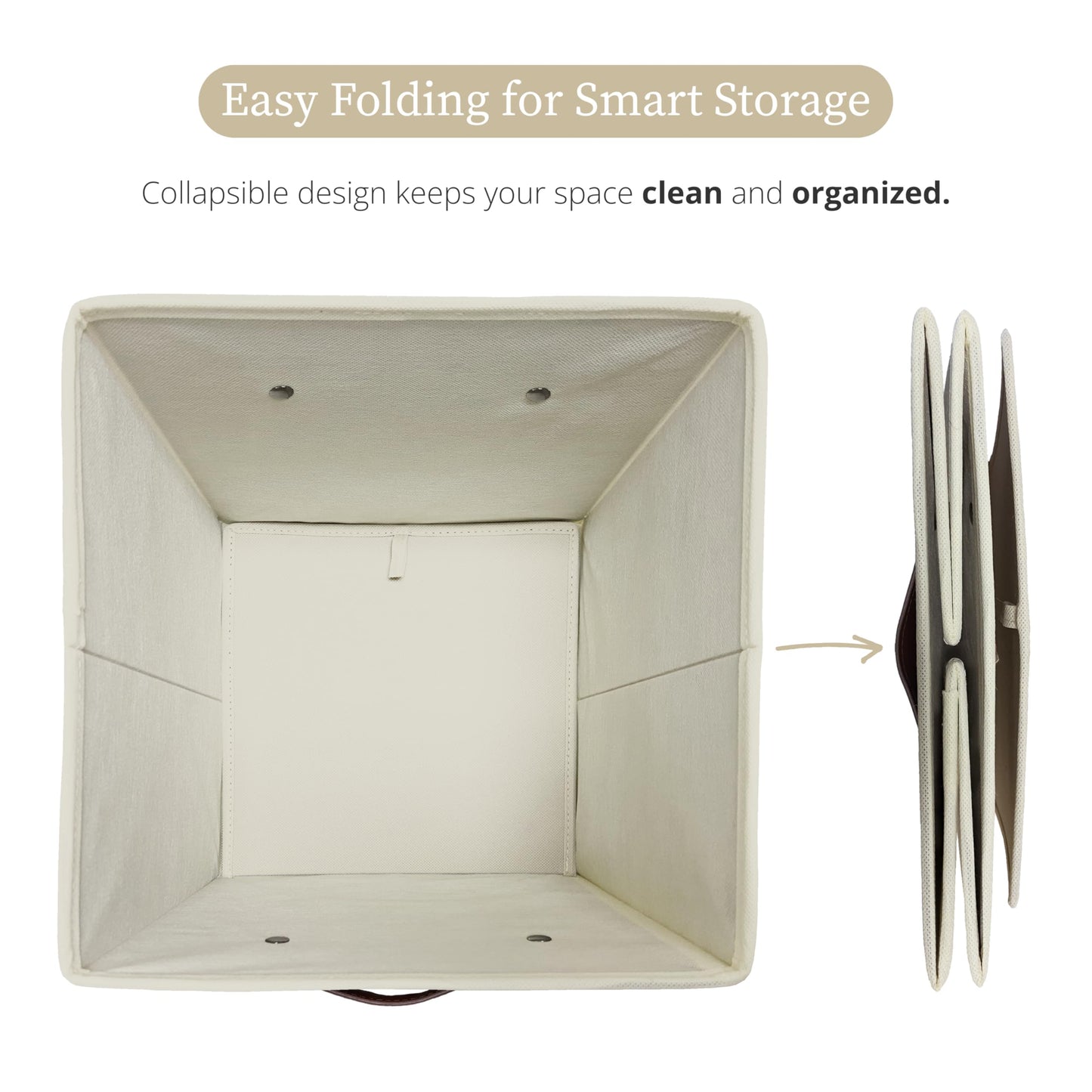 DECOMOMO Storage Bins, Cube Storage Bin with Labels, Fabric Storage Cubes for Shelves (10.5" x 11" / 6pcs, Beige)