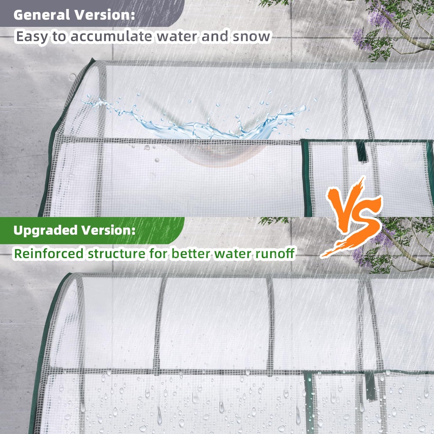 Lean to Greenhouse with Greenhouse Shelving: Ohuhu Portable Walk-in Green House with Mesh Windows 200x100x210 cm Reinforced Lean-to Wall Greenhouses