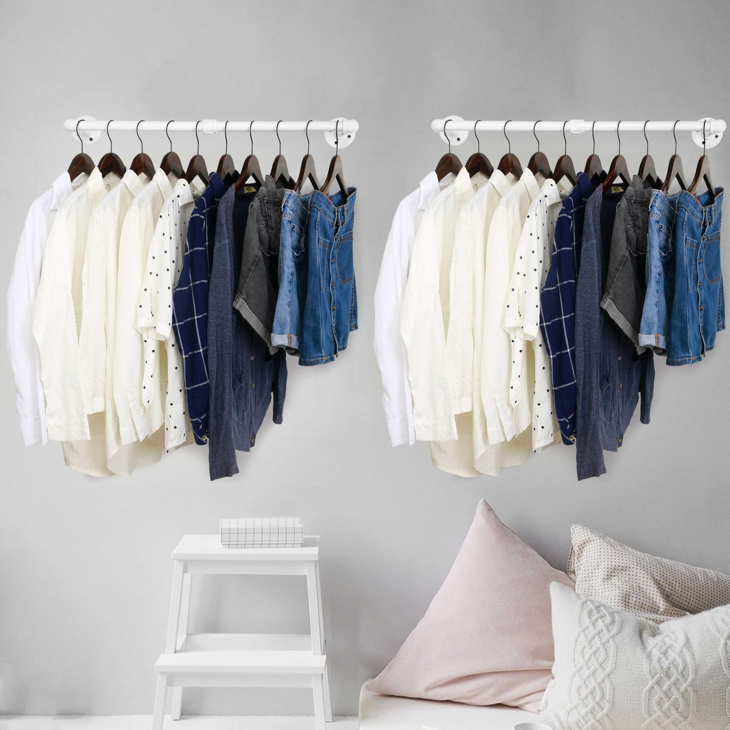WEBI Wall Mounted Clothes Rail,Clothing Rack Wall Mount,81cm Industrial Pipe Clothes Rack for Hanging Clothes,Heavy Duty Garment Rack Bar Retail