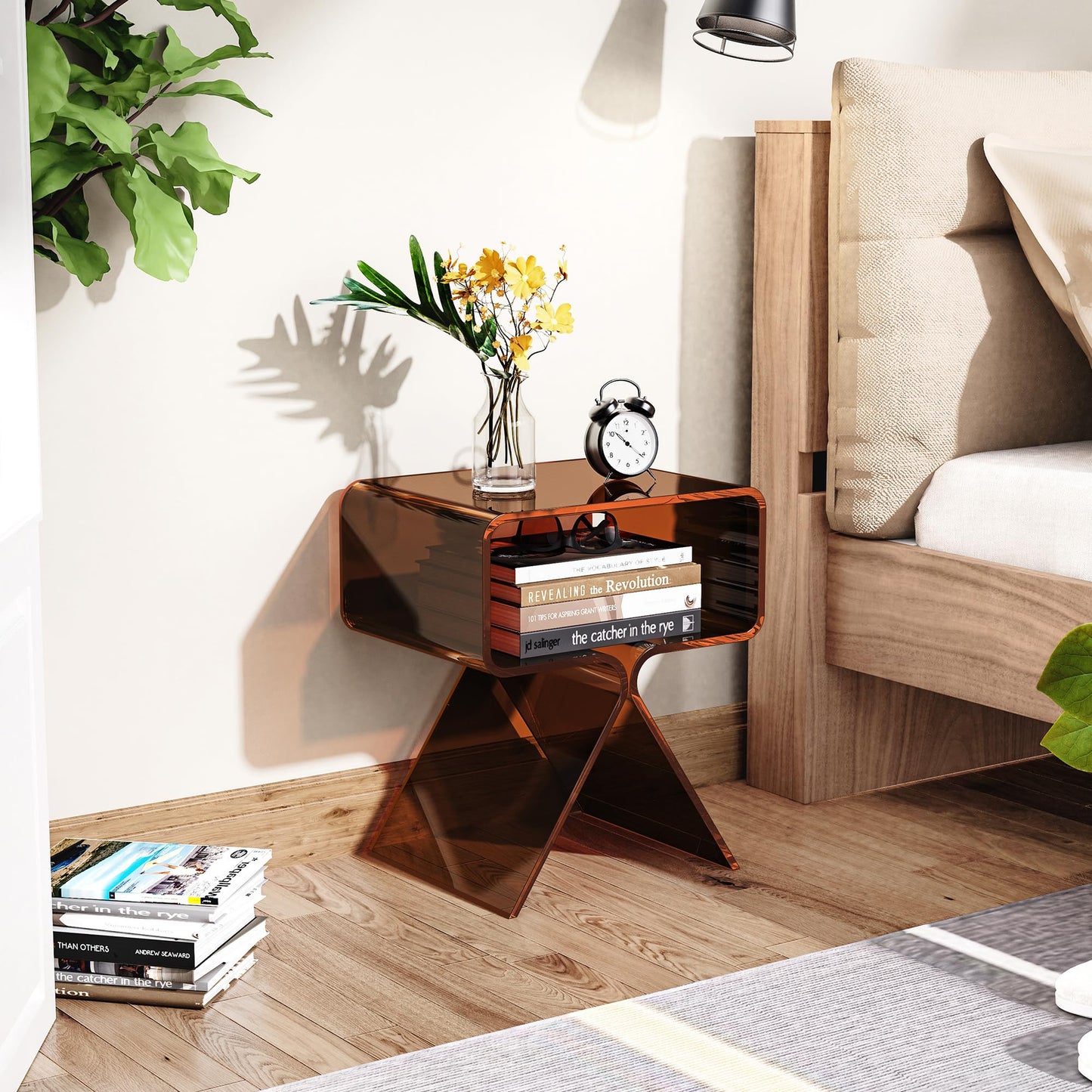 solaround Acrylic Side Table, No Assembly, 39 x 30 x 45 cm, Dark Brown