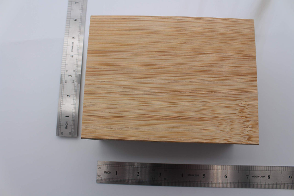Zhou Bamboo Storage Box with Cover - Natural, Unpainted, Wooden Gift Box - 6.3x4.72x2.76 Inch
