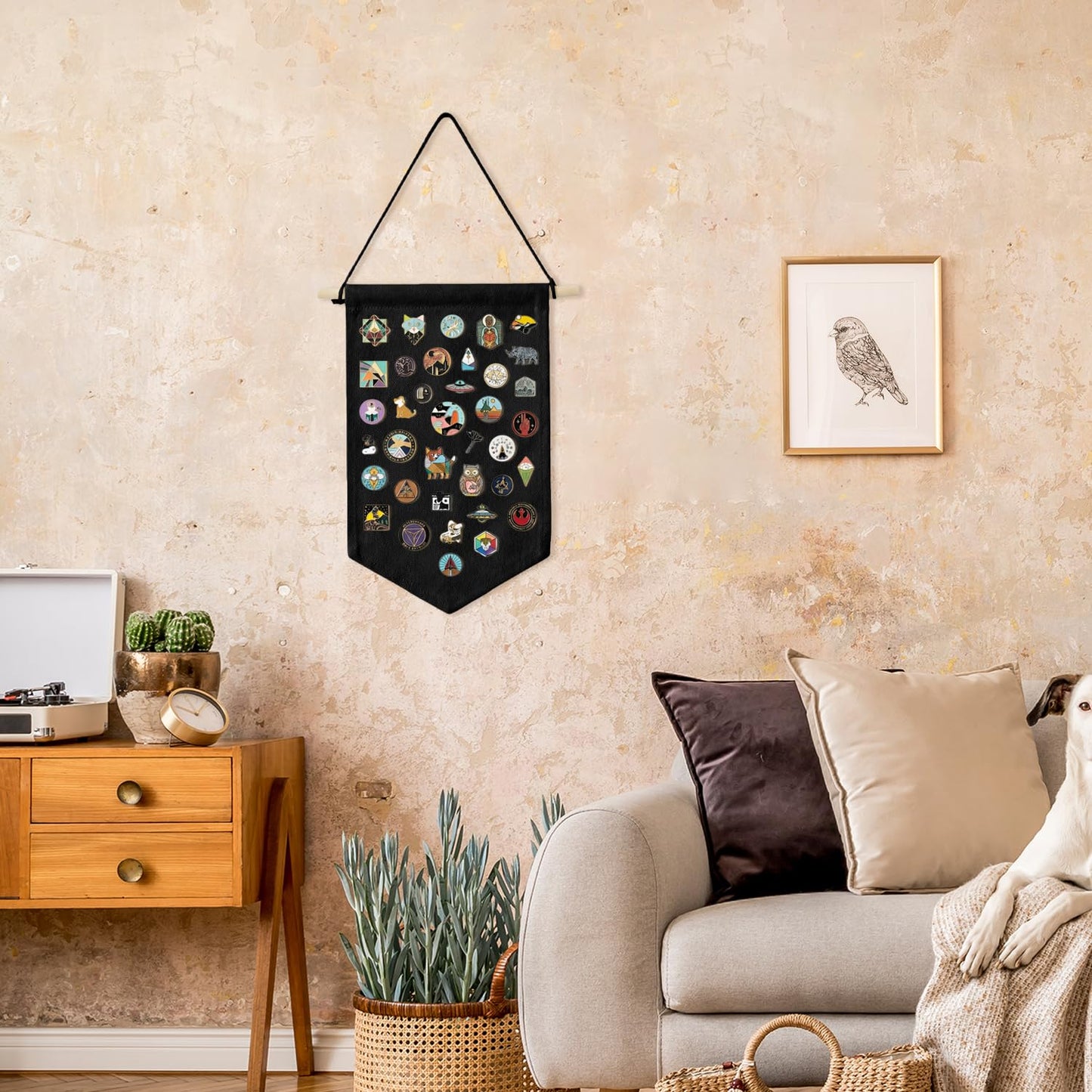 GAZIL Pin Badge Display Organizer, Canvas Brooch Holder Banner for Pin Badges, Rosette & Enamel Pin Storage Case