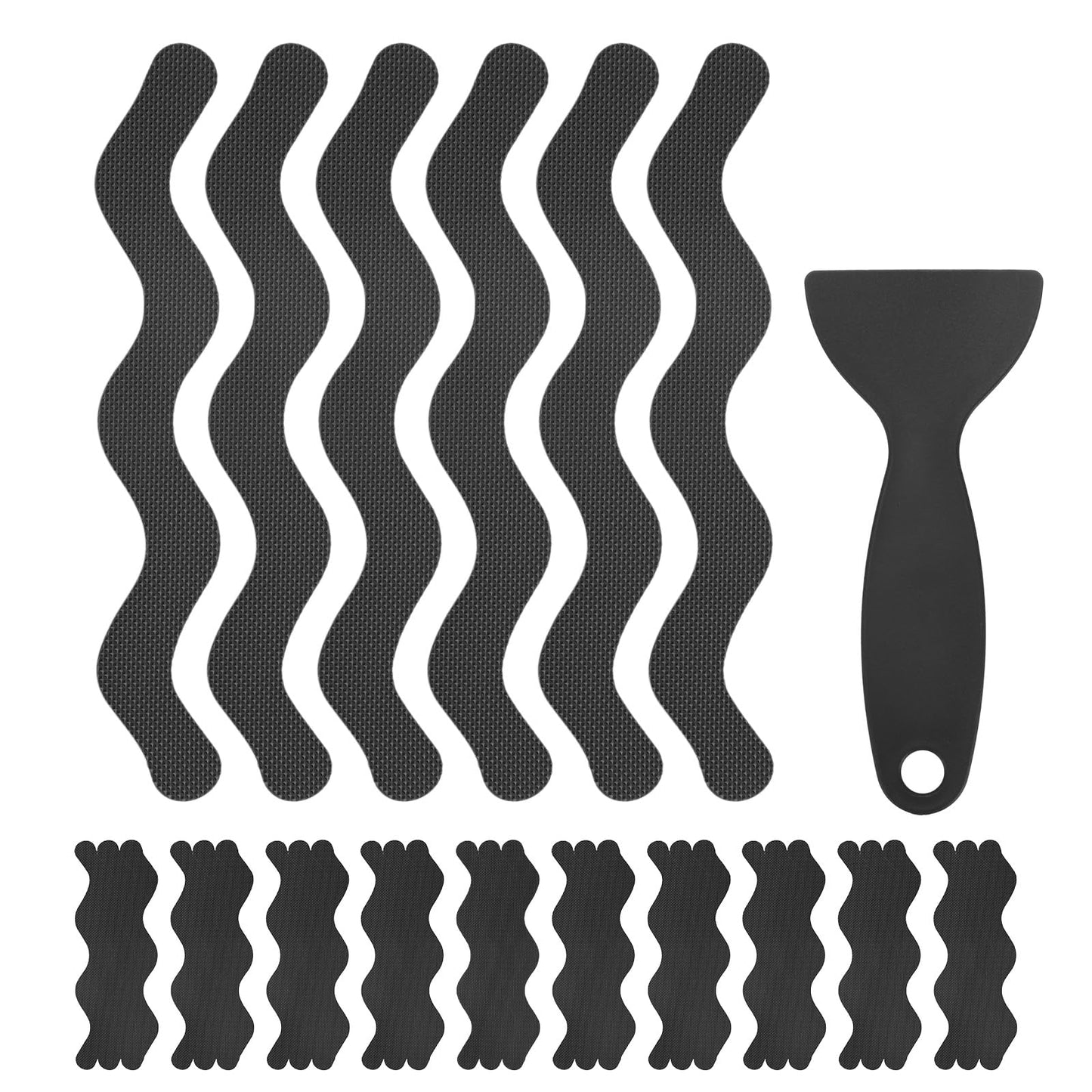 M METERXITY 36 PCS Anti Slip Shower Stickers Black S Bathtub Non-Slip Stickers Safety Bathtub Strips Adhesive Decals with Scraper for
