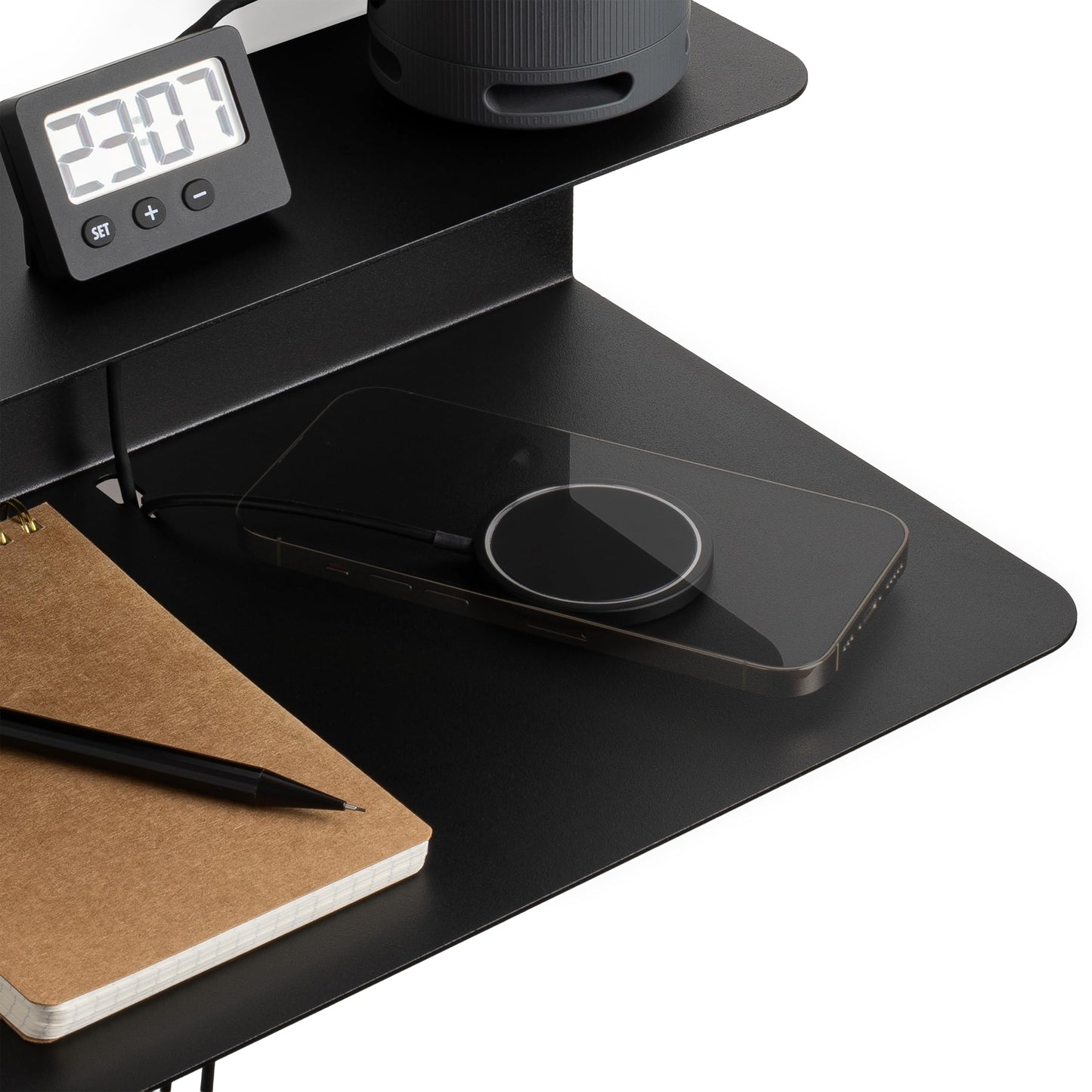 etterr Black Bedside Table | 100% Steel | Made in Europe | Bedroom Bedside Tables | Black Bedside Tables | Bedroom Bedside Table | Floating Hallway