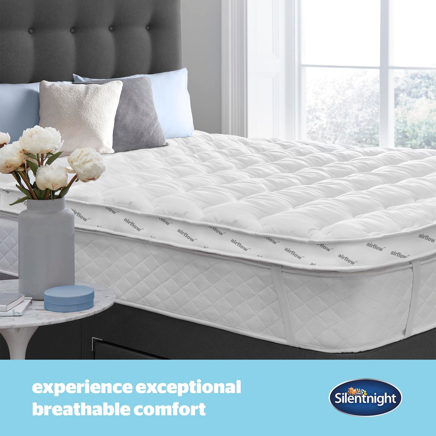Silentnight Airflow 800 Single Mattress Topper - Extra Thick Deep Fitted Mattress Enhancer with 8cm Thick Cushioning, Mesh Sides to Increase Airflow
