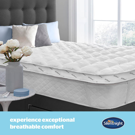 Silentnight Airflow 800 Single Mattress Topper - Extra Thick Deep Fitted Mattress Enhancer with 8cm Thick Cushioning, Mesh Sides to Increase Airflow