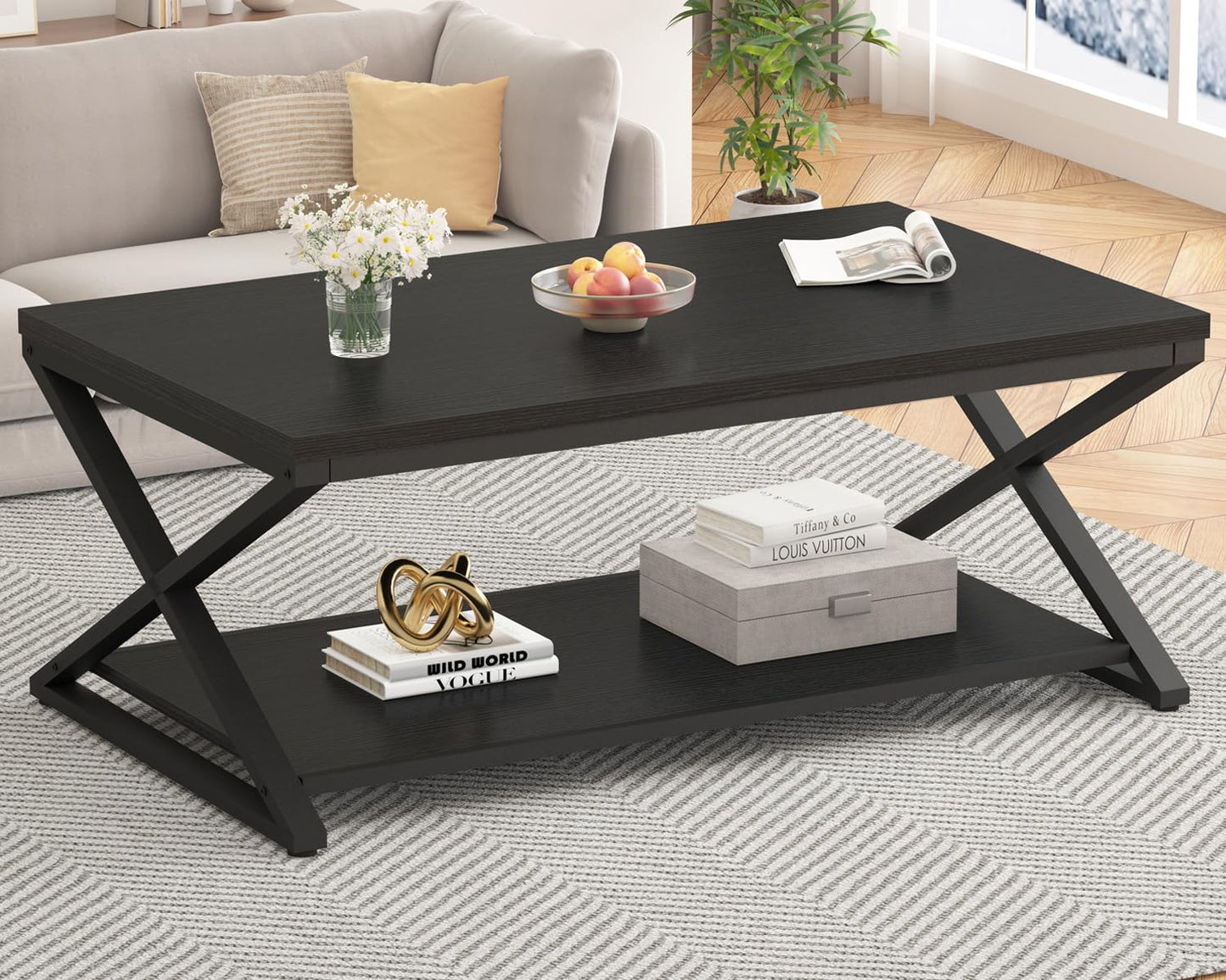 HSH Coffee Table for living room coffee tables Storage 120cm Black Oak