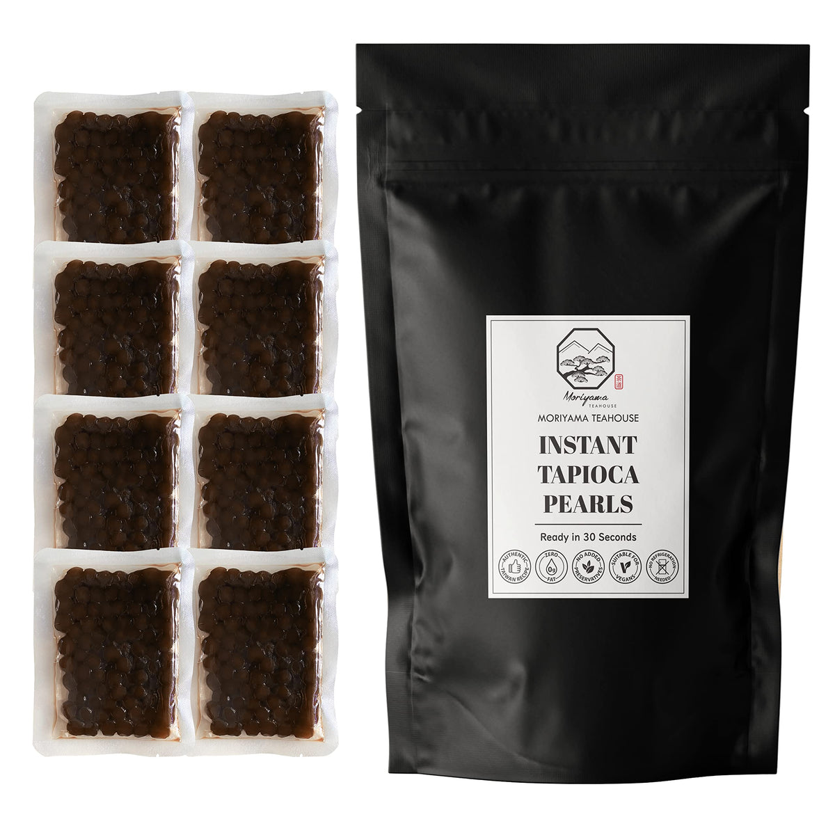 Instant Tapioca Pearls Boba Balls coated with Brown Sugar | 8 Packs (each 50g) | For Bubble Tea, Pudding, Milkshake, Frappe and Bakery | No