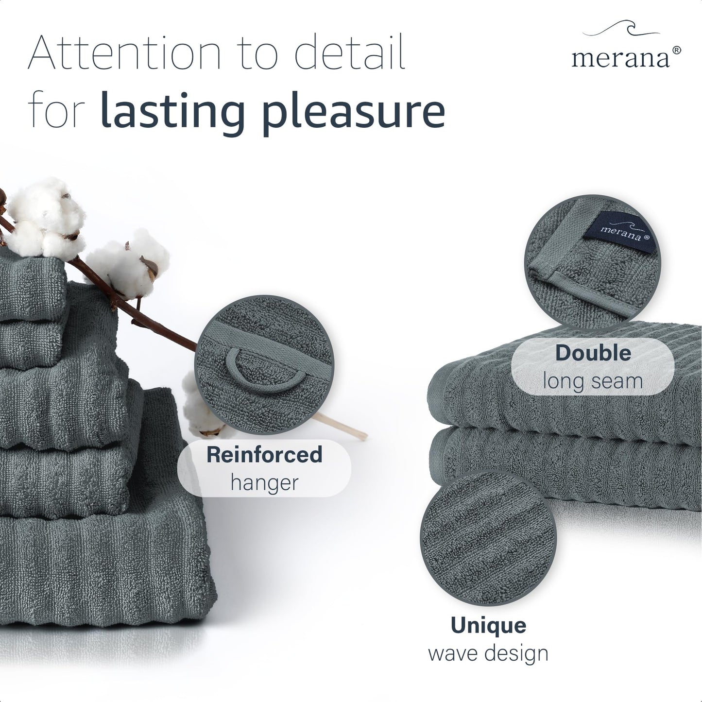Merana OSLO towel set | quick-drying, soft & lint-free | terry luxury quality | 100% cotton terrycloth | OEKO-TEX | 590 GSM | guest & face towel