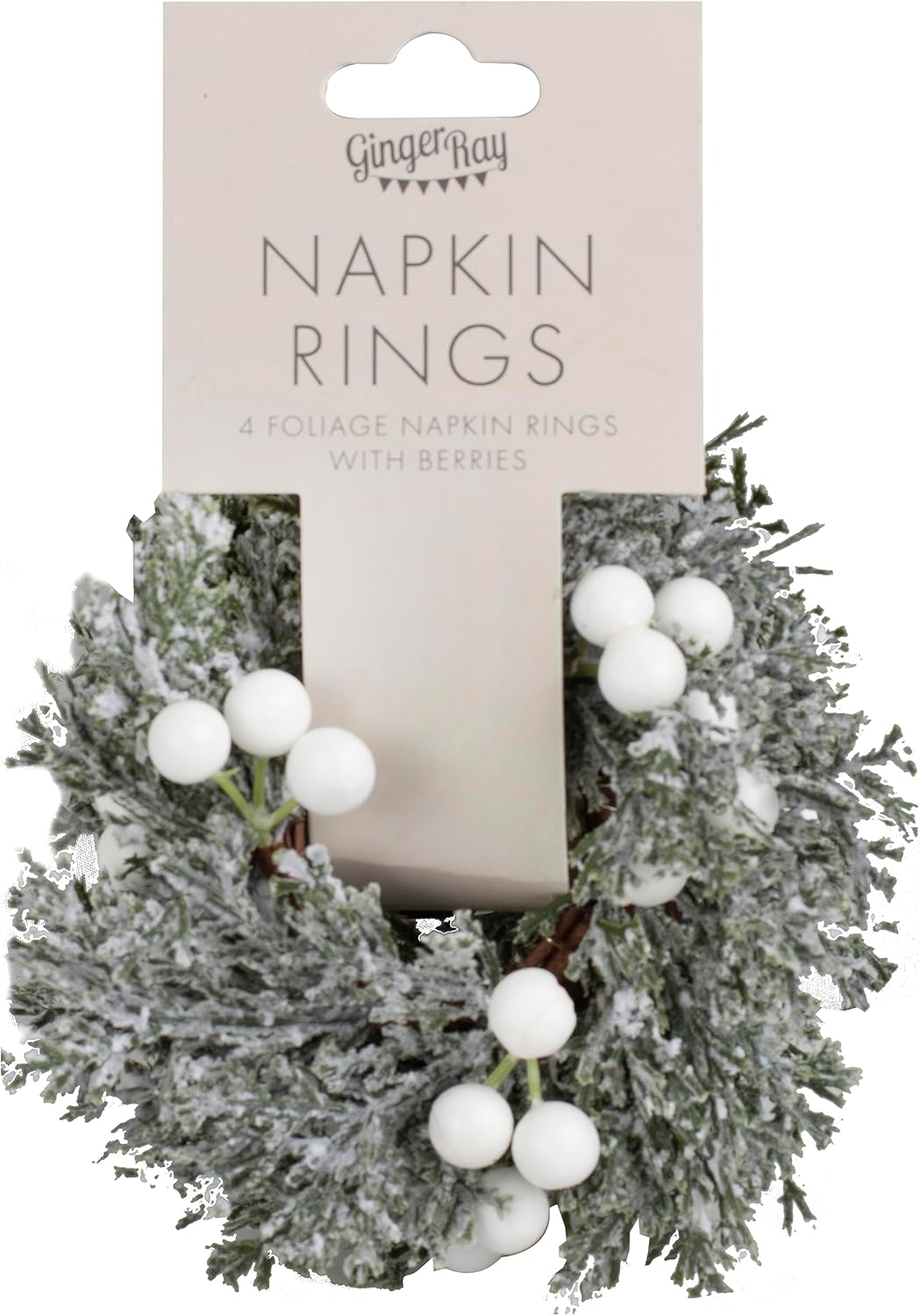 Ginger Ray 4 Foliage Christmas Napkin Rings, New but missing berries, no frost