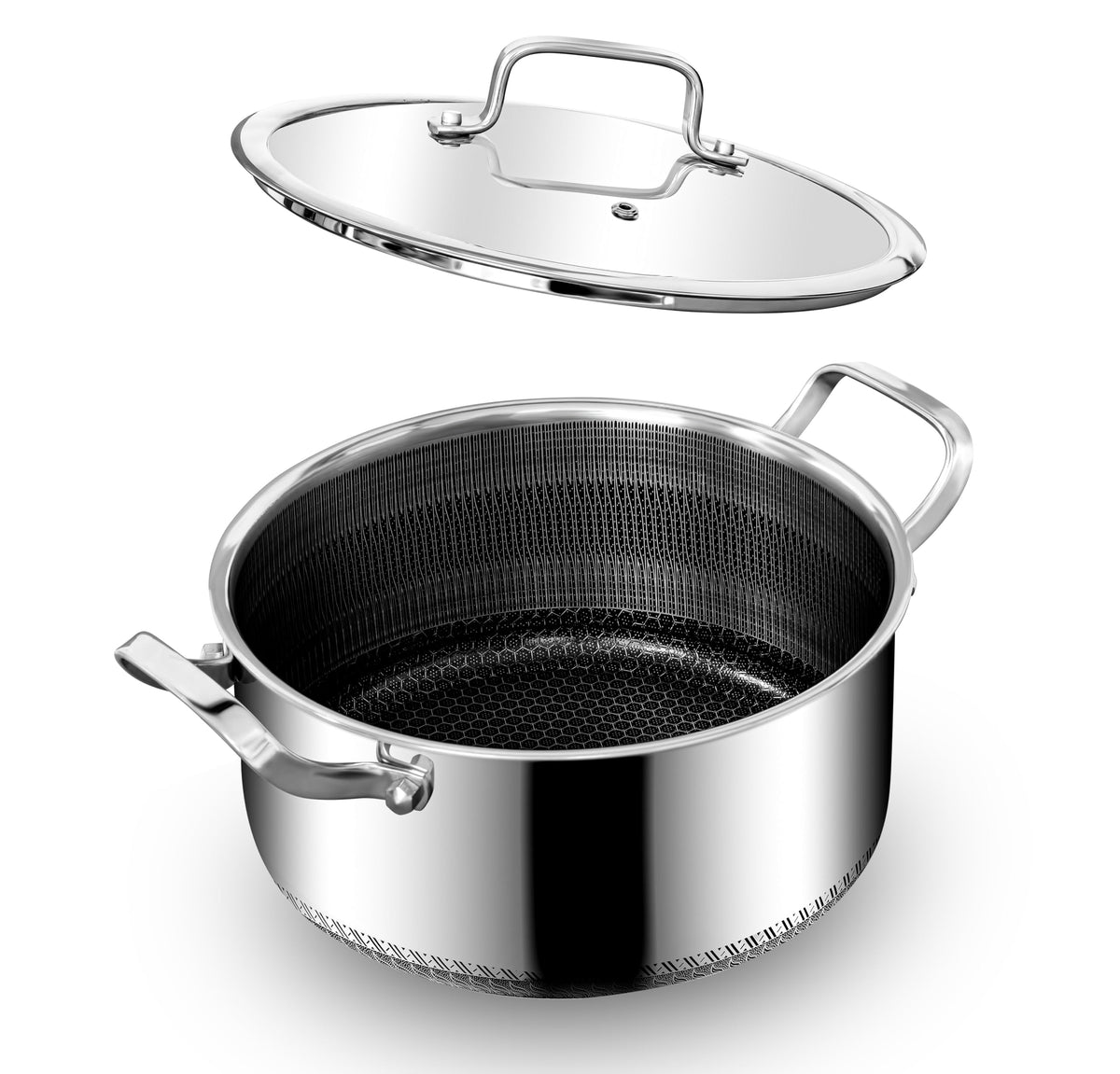 INTIGNIS Stainless Steel Casserole with Lid, 5 Liter, 24 cm  Non-Stick, Anti-Scratch, Dishwasher & Oven Safe, Induction Hob Compatible,