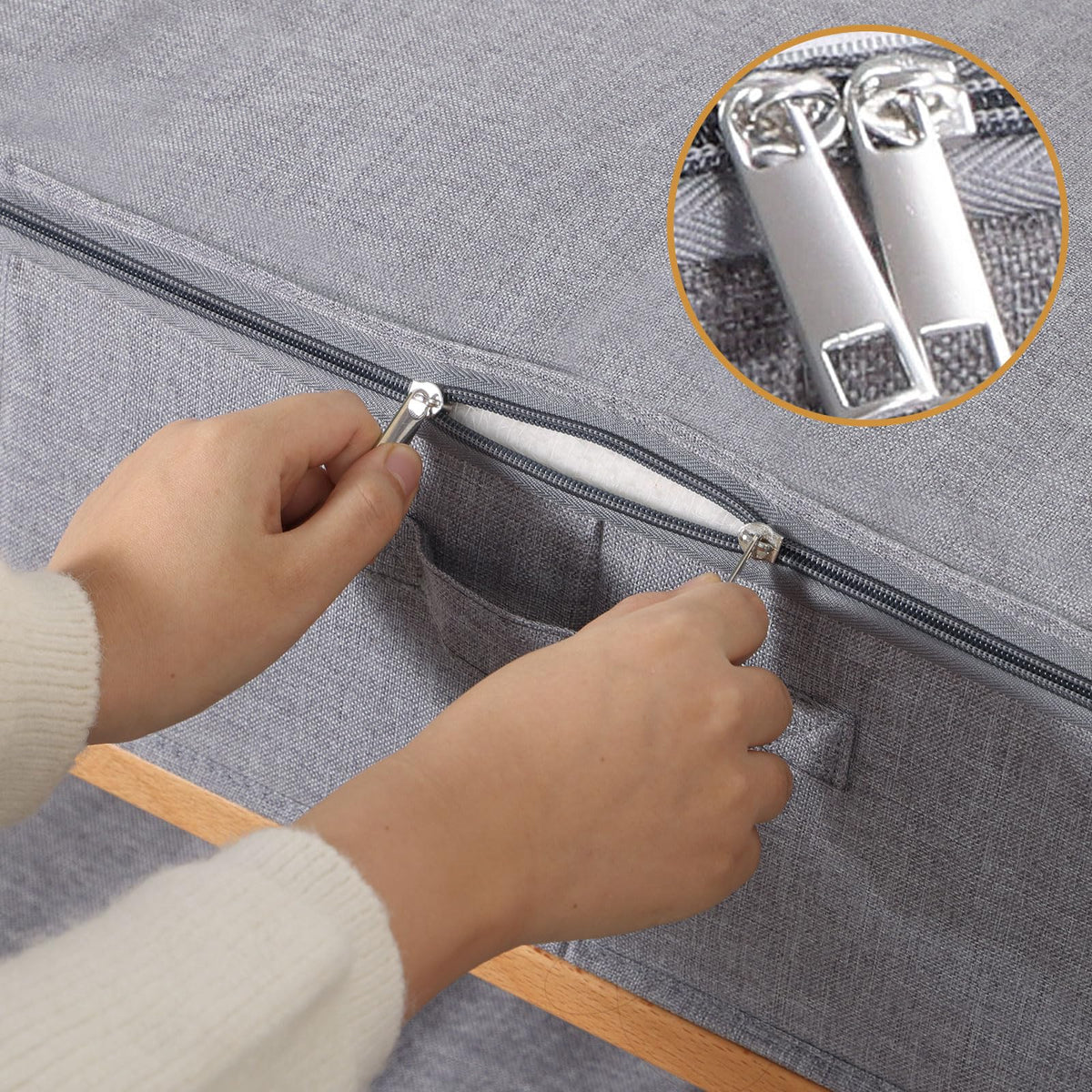 YheenLf 2-Pack Under Bed Clothes Storage Bgas with Lid, Foldable Wardrobe Organiser with Reinforced Handles for Blanket, Sheets, Clothing, Shoes,