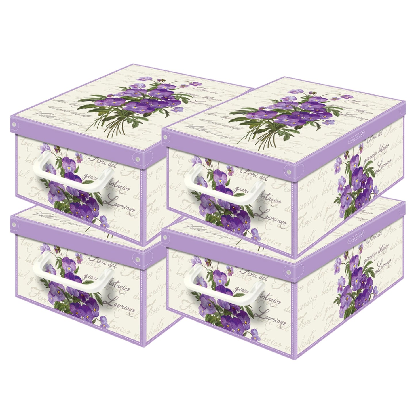 Lavatelli Set of 4 Cardboard Storage Boxes with Lid Violets 25x35x17.5cm