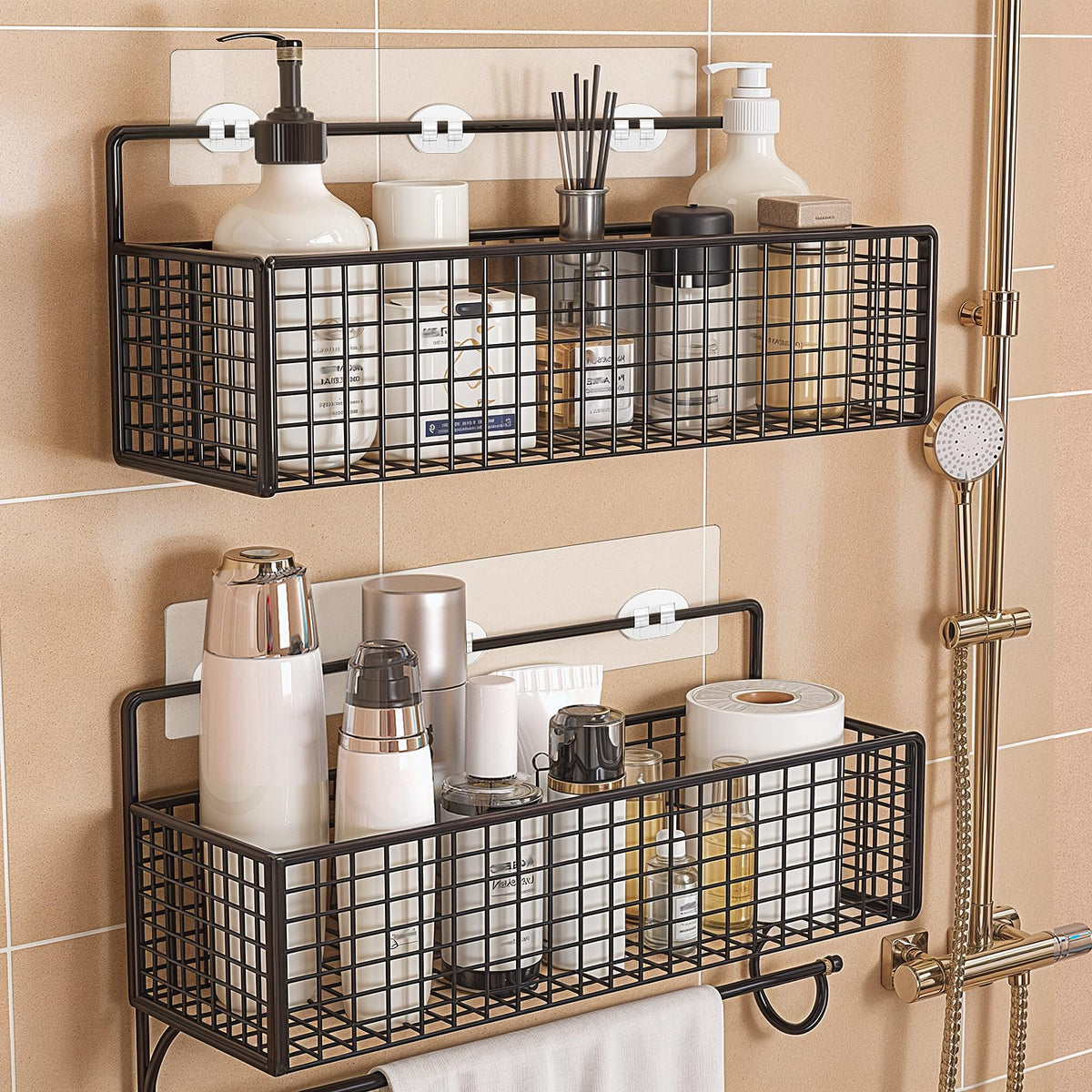 Dimeho 4 Pc Shower Caddy,Strong Shower Shelfe Adhesive Hook Kitchen Rack