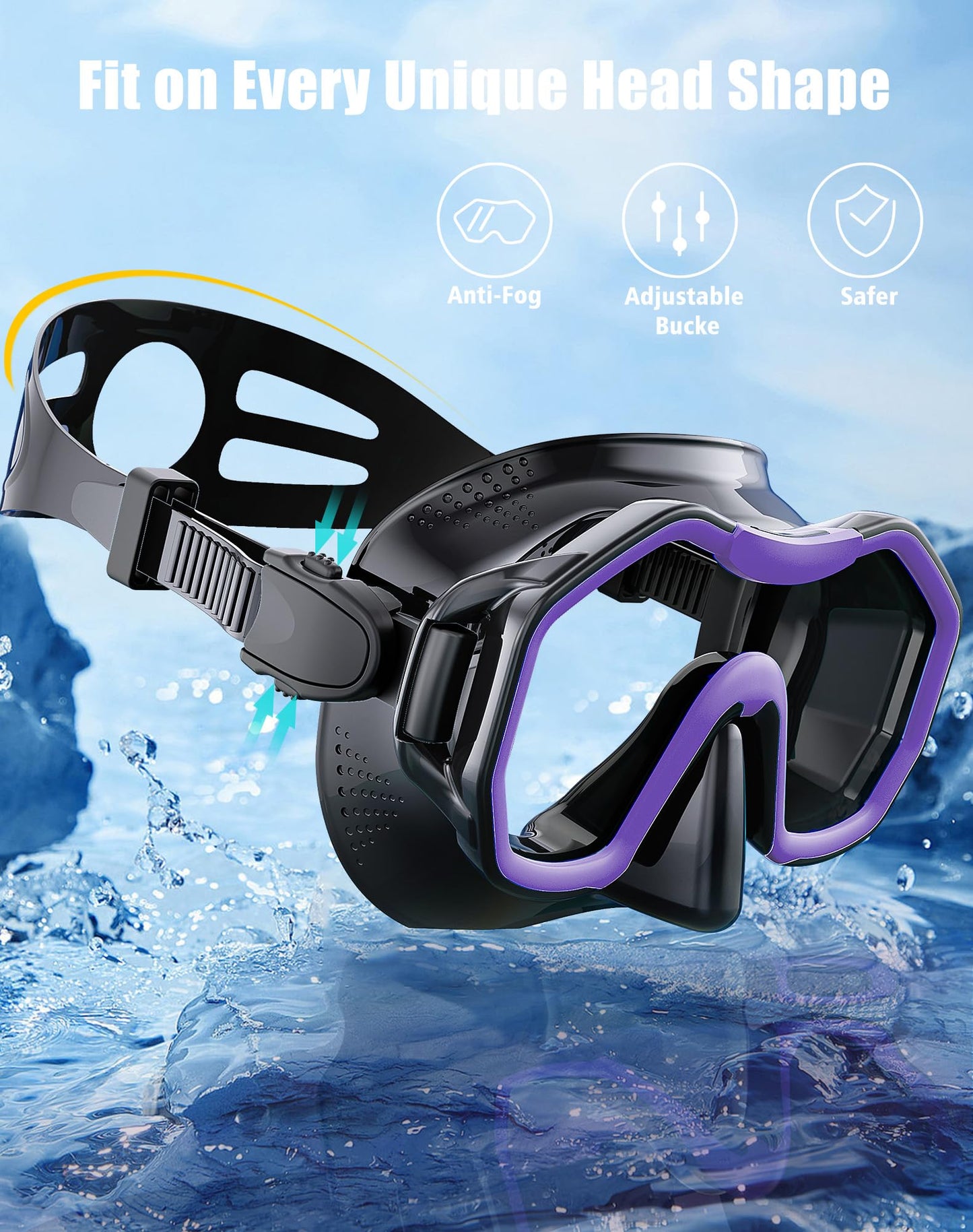 Lealinga Snorkel Set Adults 2Pack, Snorkel Mask Anti-Fog Panoramic View Diving Mask Dry Top Snorkel Kit with Travel Bag Diving Set for Snorkeling