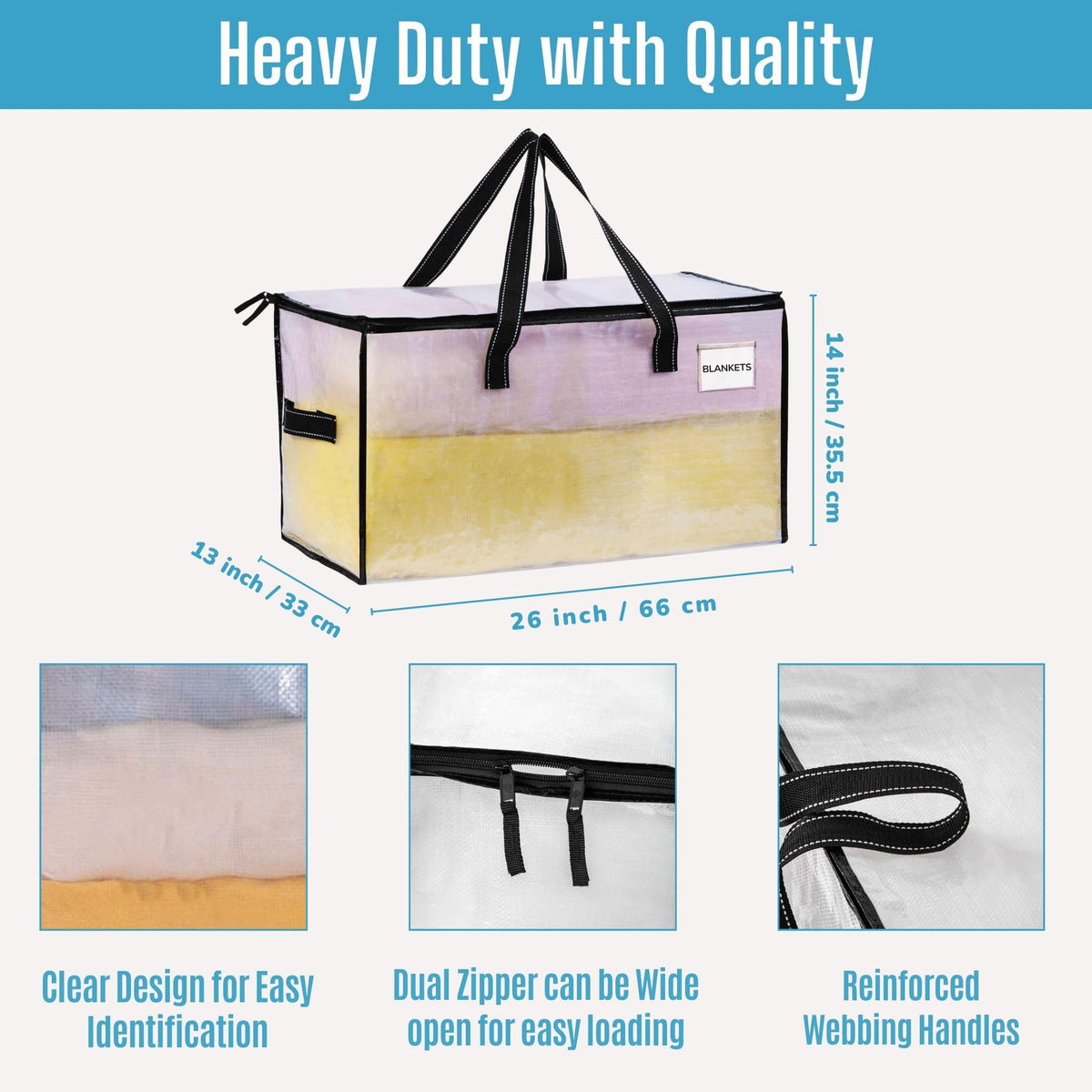VENO 4 Pack Extra Large Moving Bags,Clothes Storage Bags for Blankets Bedding,Moving House Essentials,Waterproof Underbed Storage Packing