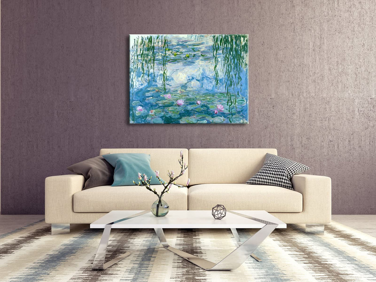 Wieco Art - Water Lilies by Claude Monet Oil Paintings Flowers Reproduction Giclee Canvas Prints Modern Landscape Artwork Picture Printed on Canvas