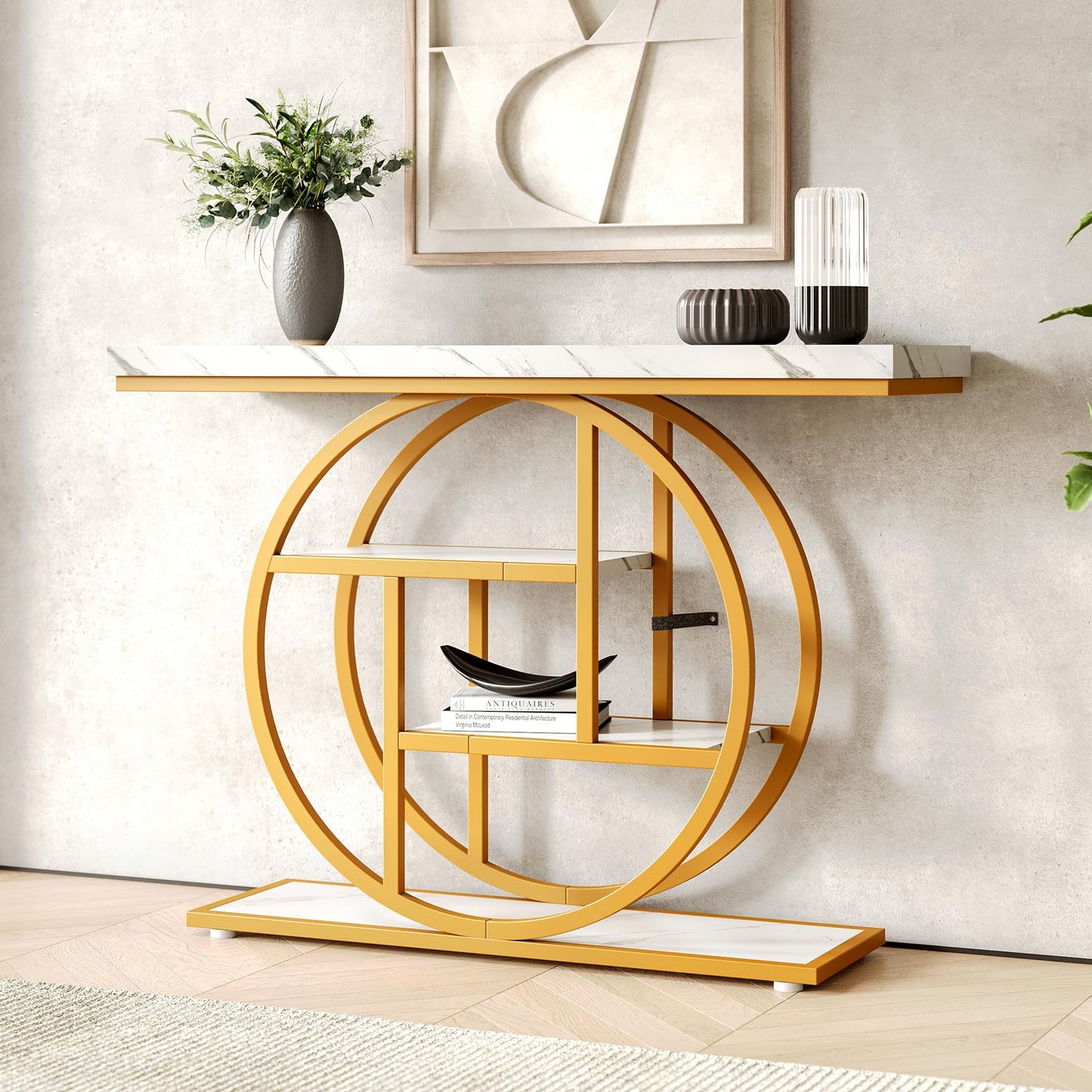 LITTLE TREE Console Table, 4-Tier Entryway Table Behind Couch Table, 41.3-Inch Modern Sofa Table for Living Room, Foyer Hallway Table for Entrance