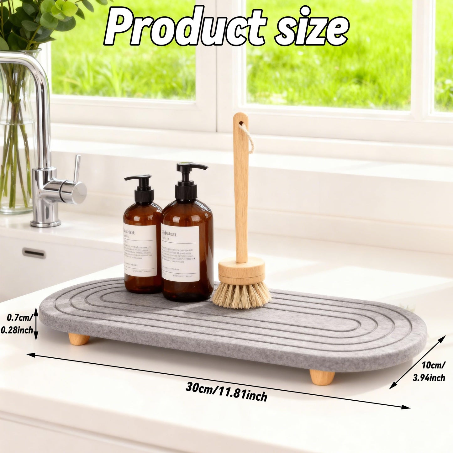 ZHABAYEN Quick Drying Stone Tray Instant, Anti Slip Fast Dry Sink Tray