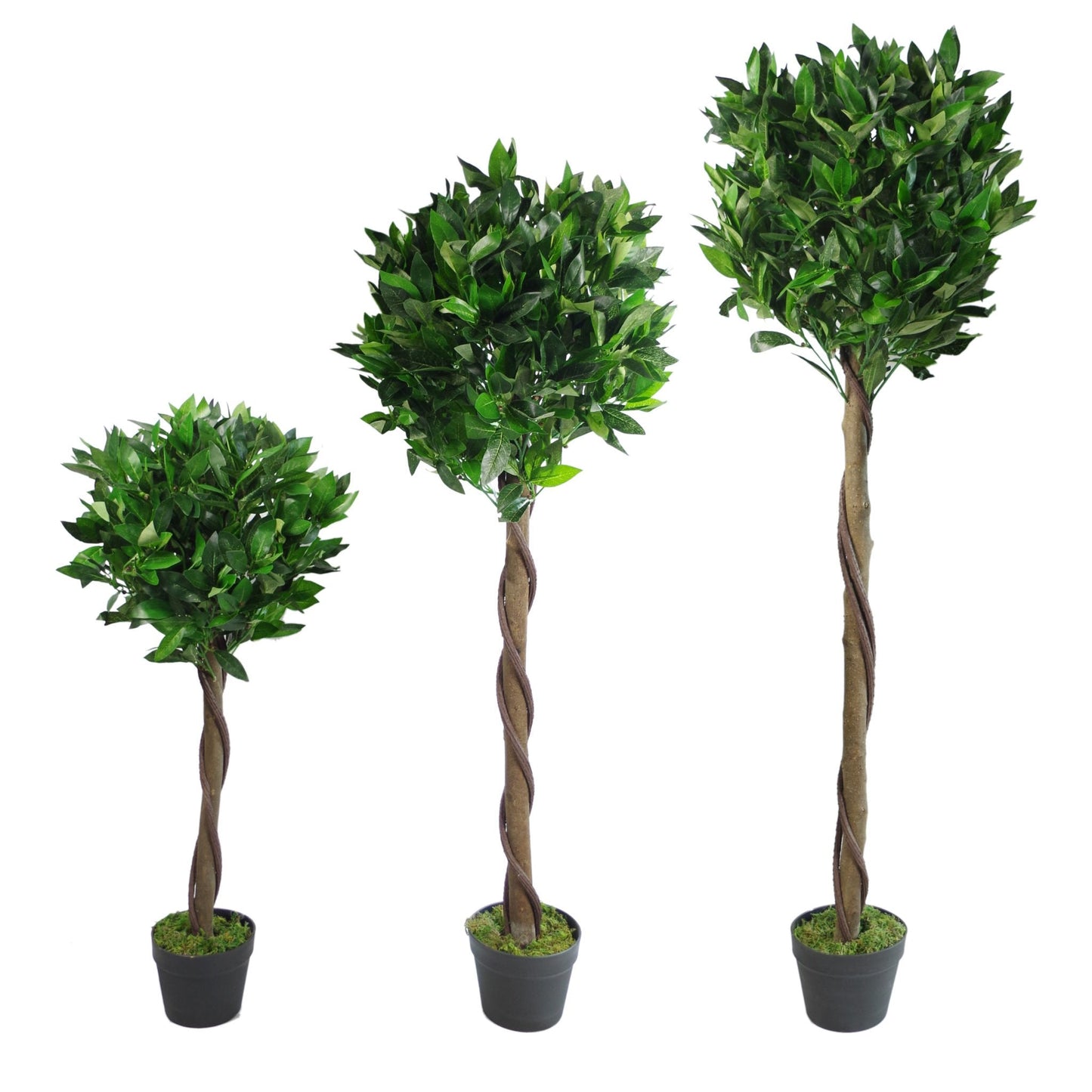 Leaf LEAF-7089-PAIR- Pair Stem Artificial Topiary Bay Laurel Ball Trees, Green Twist, 120cm (4ft)