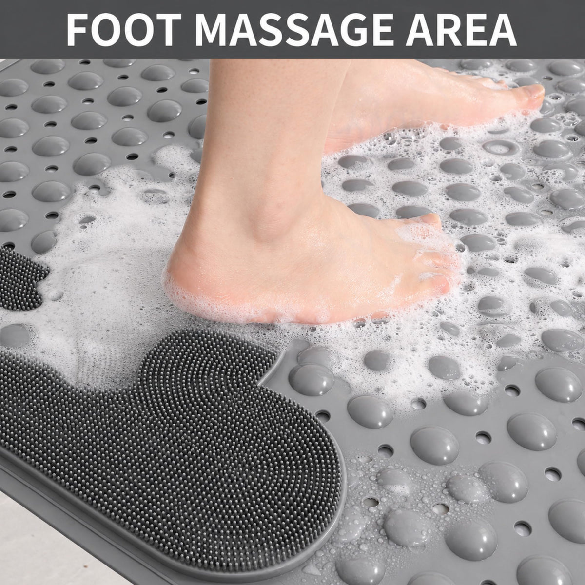 Venuso Shower Mat Non Slip Anti Mould, 120 * 80 cm Non Slip Bath Mat with Foot Massage Area