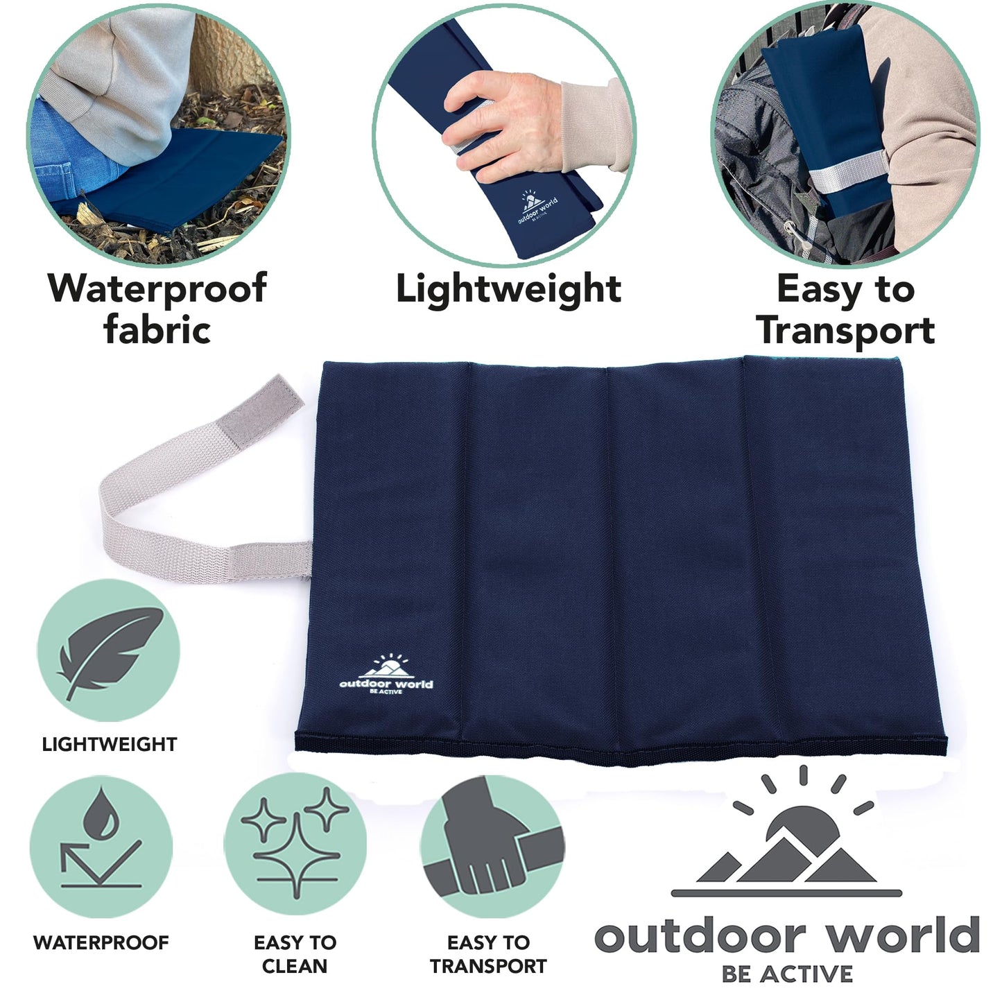 Outdoor World Folding Sit Mat – Lightweight Waterproof Foam Seat Pad for Camping, Hiking, Festivals & Picnics – Compact Foldable Cushion for Outdoor