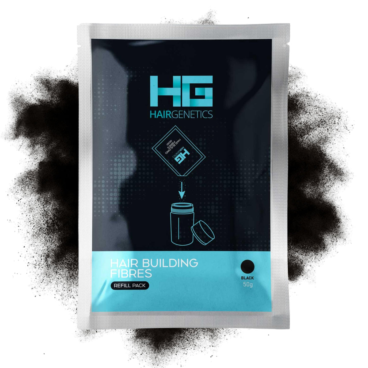 Hair Genetics Advanced Hair Building Fibres Large 50g Refill Pack (Black)