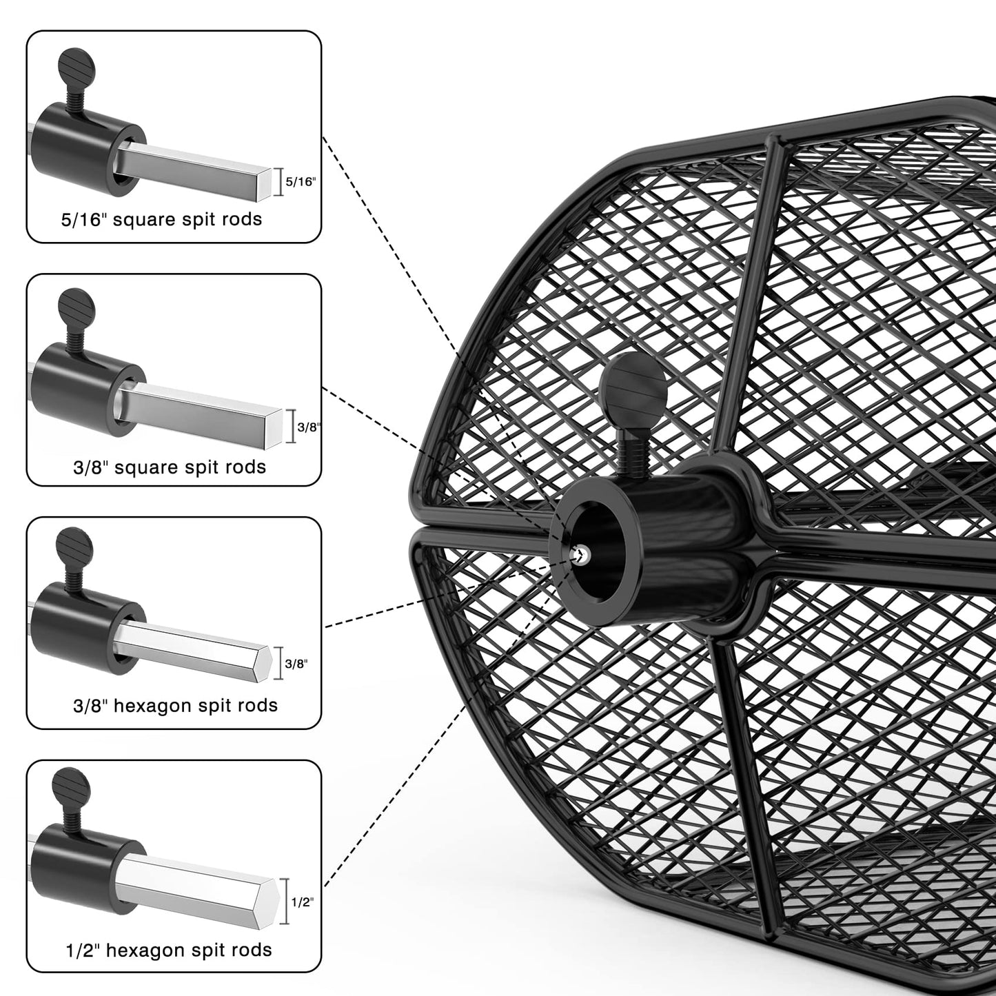 onlyfire BRK-6039 Universal Grill Basket for Peanut Beans French Fries Fits Any Gas Grill Rotisserie Spit Rod