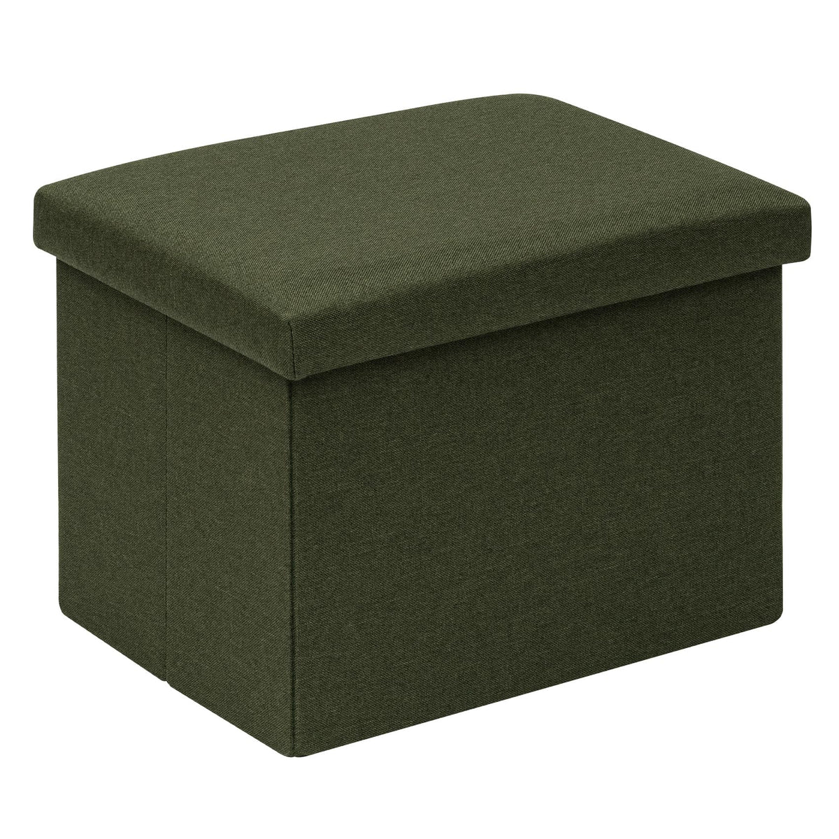 PINPLUS Folding Storage Box Ottoman, Linen Small Footstool, Olive Green
