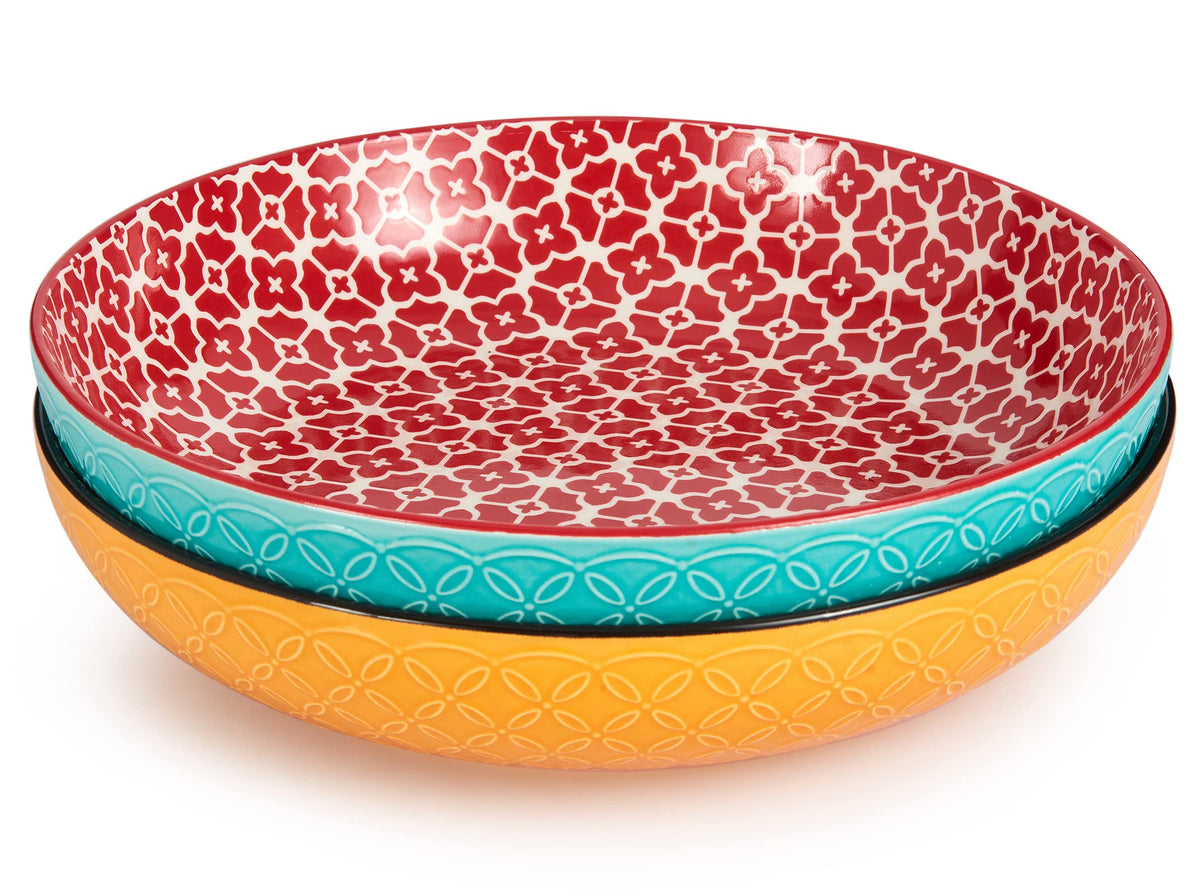 DOWAN Large Serving Dishes, 2773ml Turkey Platter for Entertaining, Christmas, ?29.5cm Ceramic Serving Plate Bowls for Fruit Salad Pasta, Vibrant