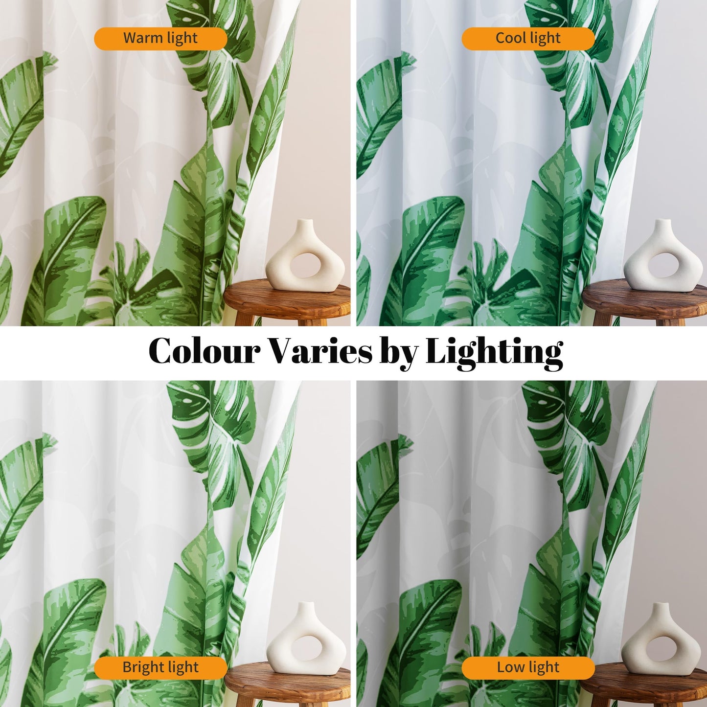 Sonive Shower Curtain with Grommets WaterResistant Green Leaves L200xW180cm