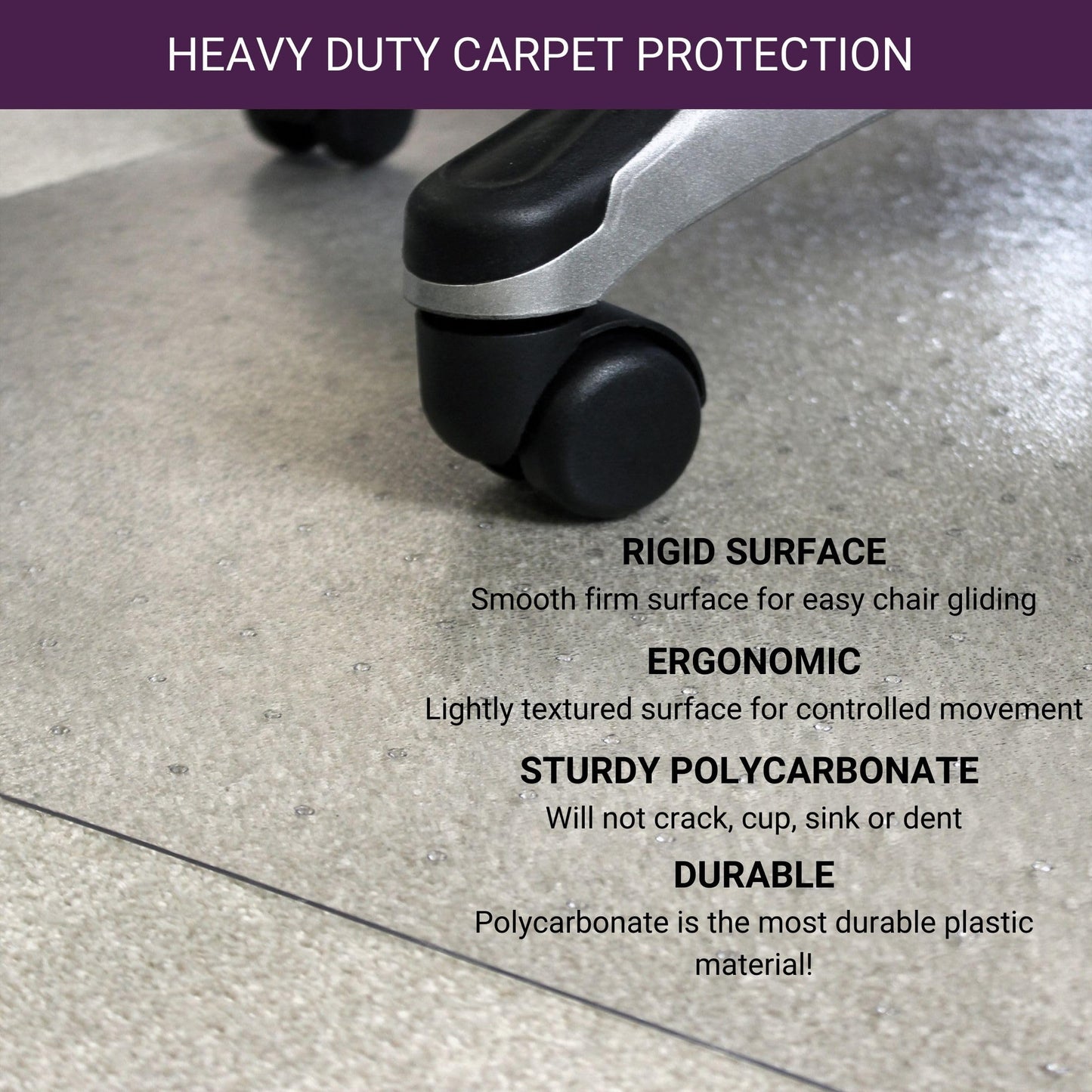 Marvelux Polycarbonate Office Chair Mat for Medium Pile Carpets, 75 x 120cm