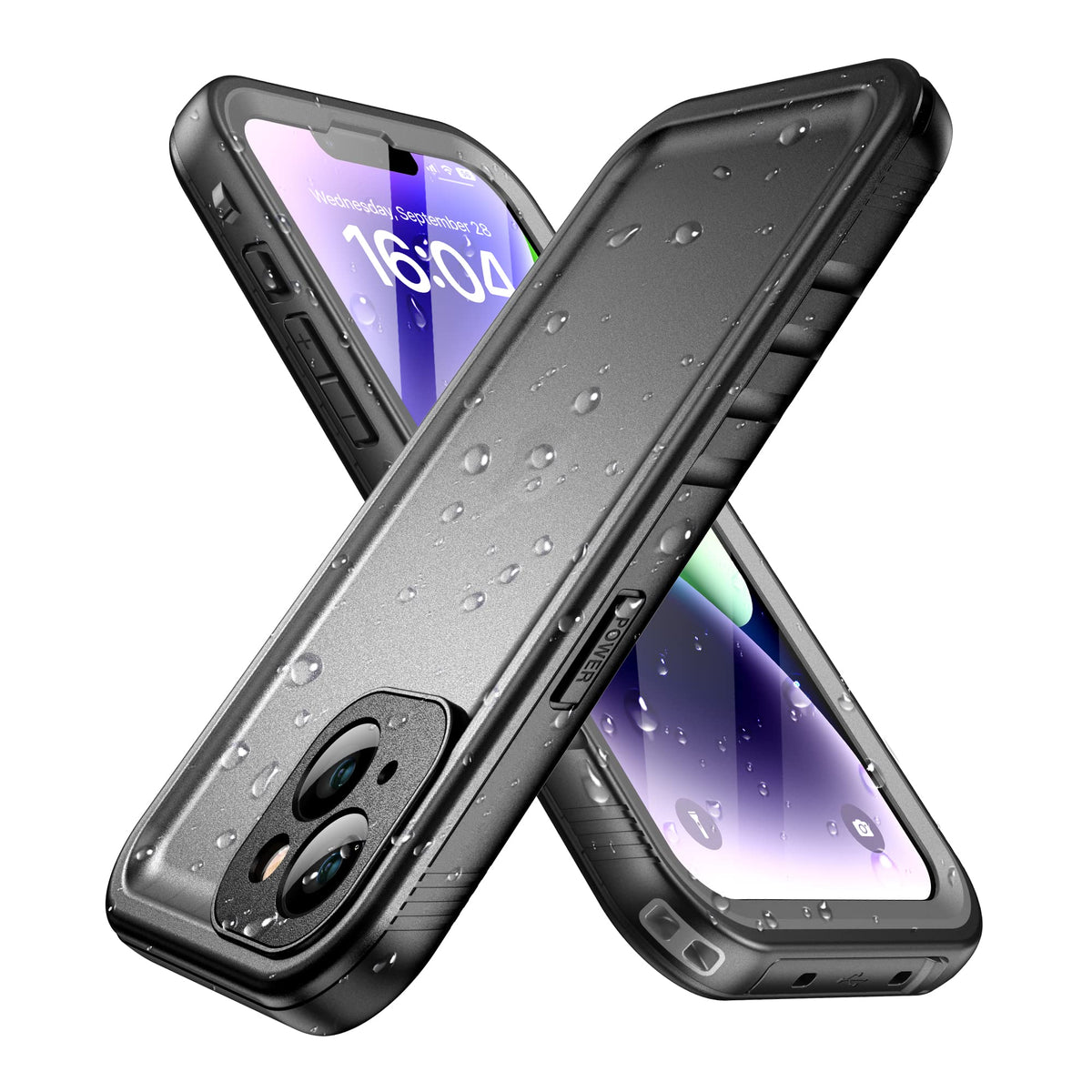 SPORTLINK for iPhone 14 Waterproof Case - Shockproof Heavy Duty Front and Back Cover with [Built in Screen/Camera Protector] 360 Full Body Protective