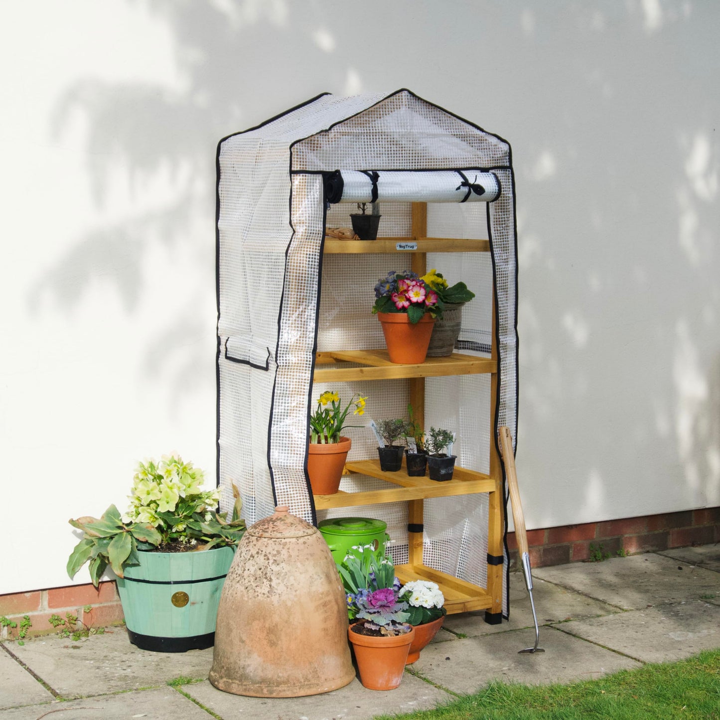 VegTrug WGH401N Natural Wooden Greenhouse Nursery & PE Cover, 1575.0 mm*490.0 mm*708.0 mm